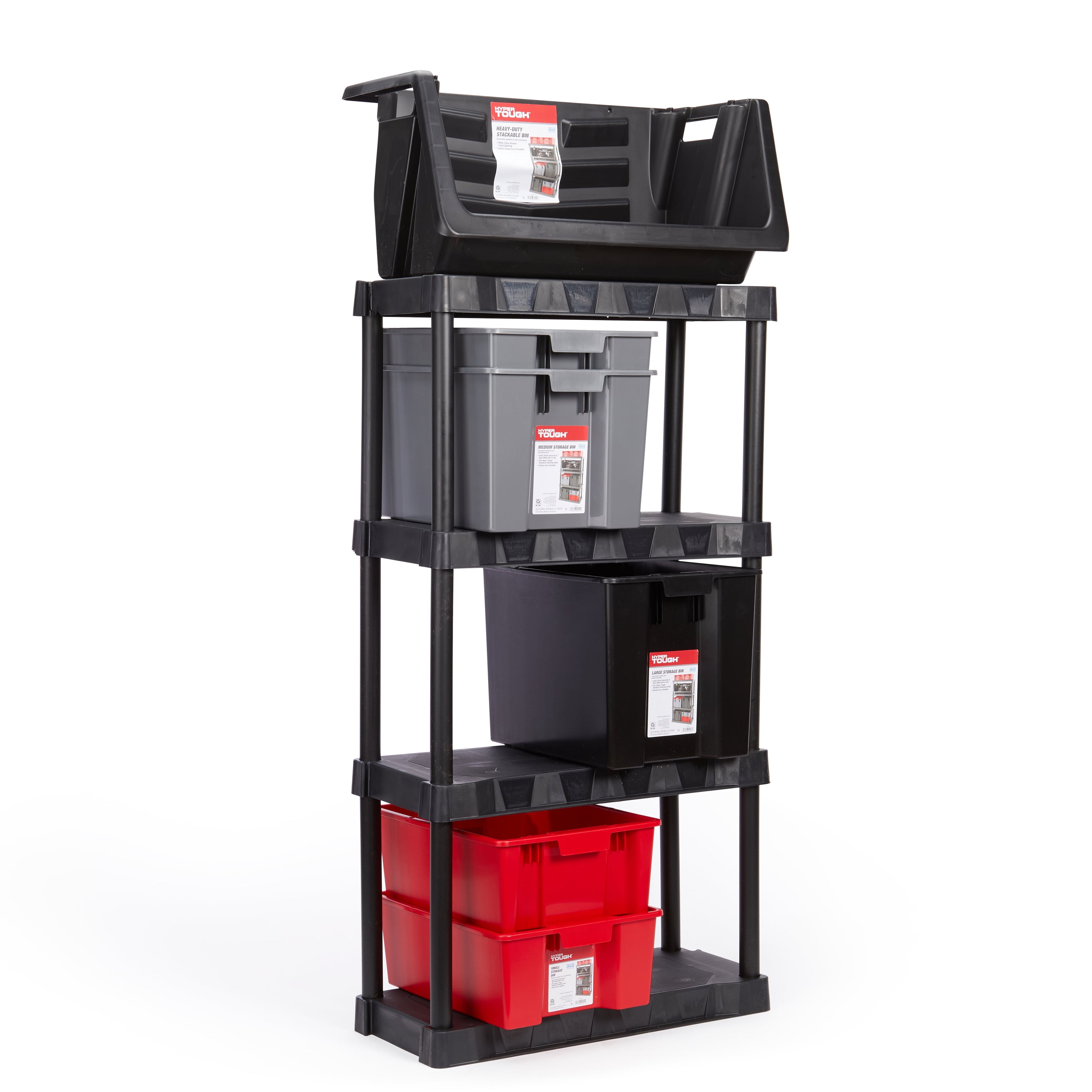 Garage Plastic Storage Bin Large Nesting Stacking, Black - Image 4