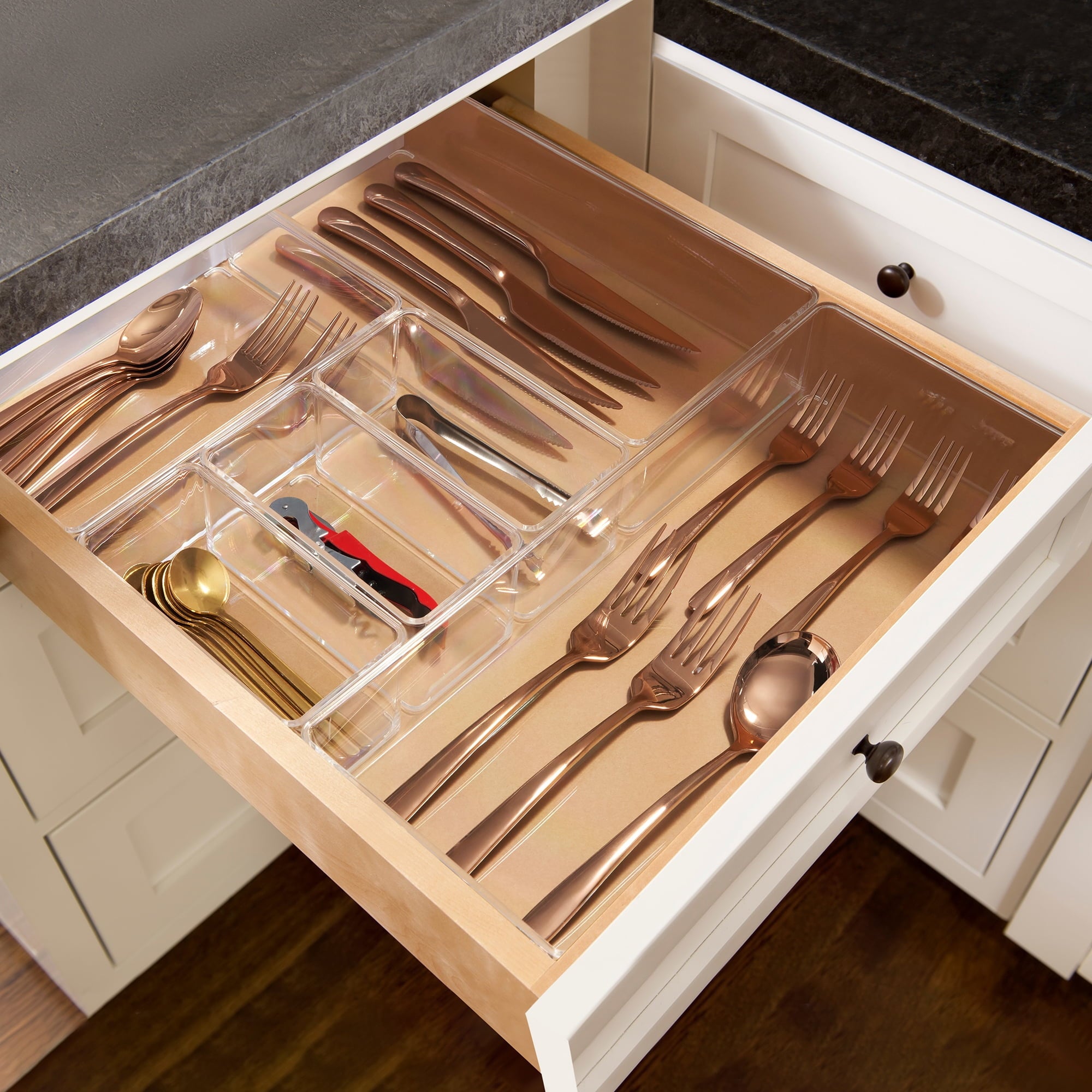Clear Drawer Organizer Set for Kitchen Storage - Image 4