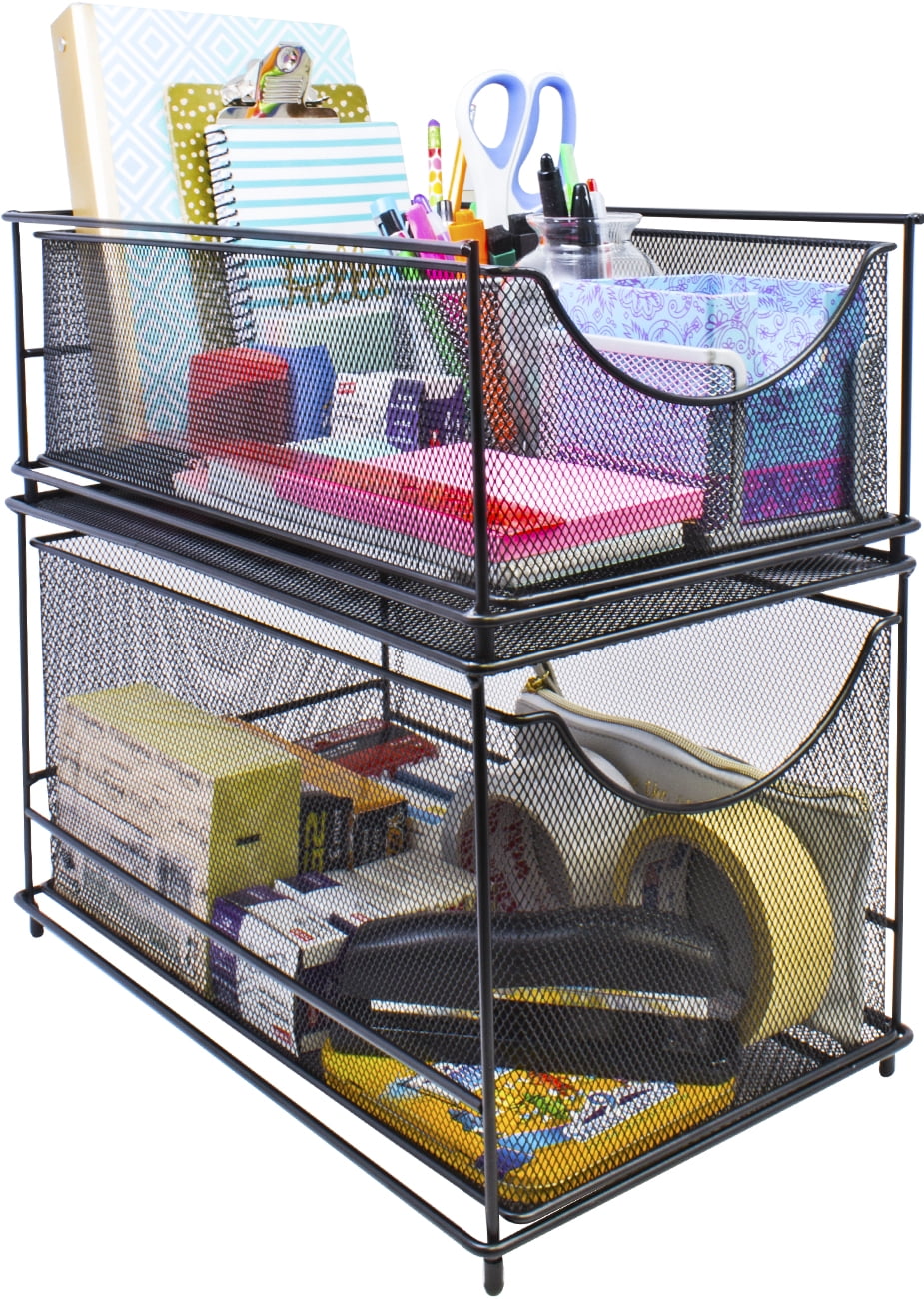 Cabinet Organizer Drawers — Mesh Storage Organizer with Pull Out Drawer (Black) - Image 3