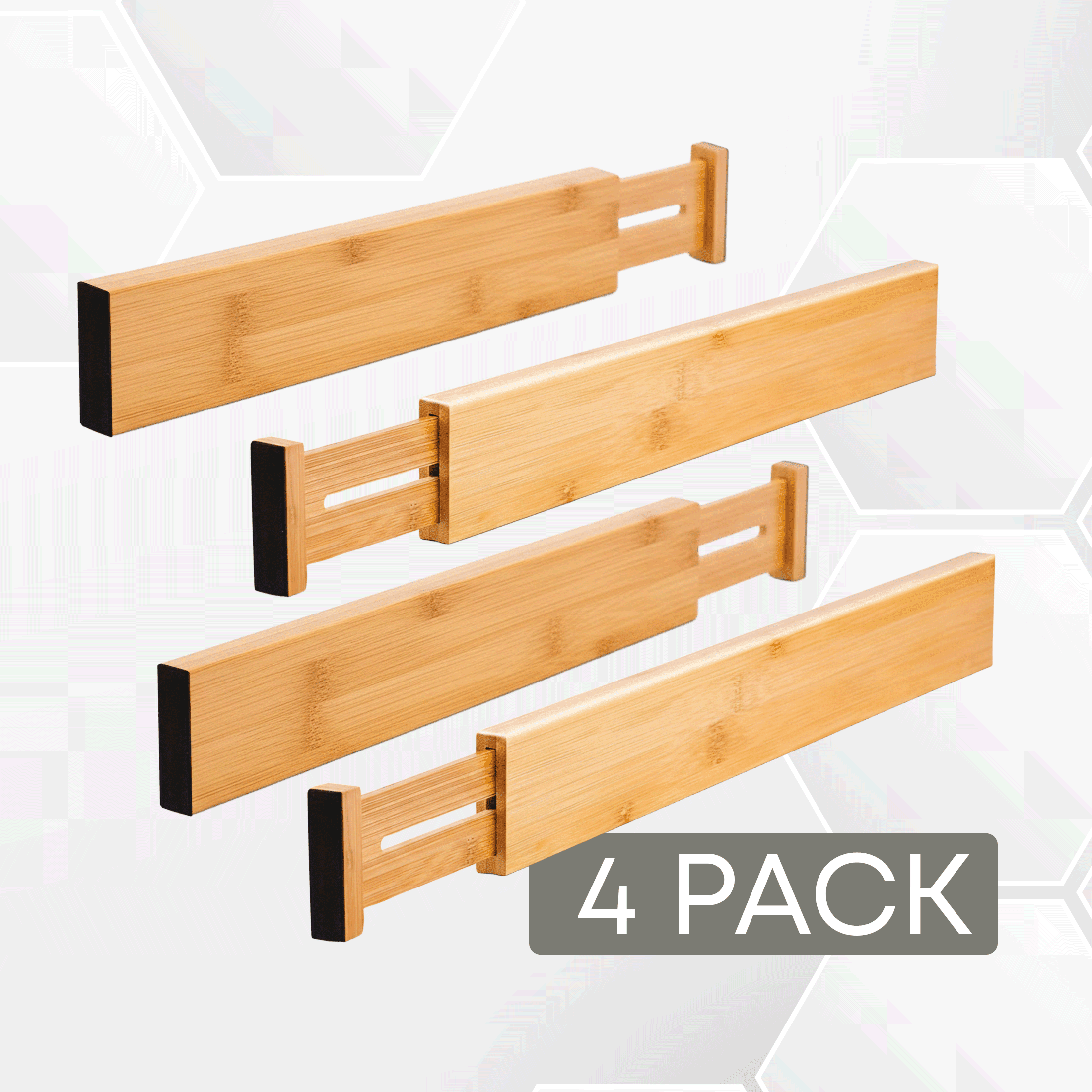 Bamboo Drawer Dividers, Spring-Loaded Telescopic Drawer Organizer, 22.0 x 2.4 x 0.6 in, 4 Pack, Natural - Image 4