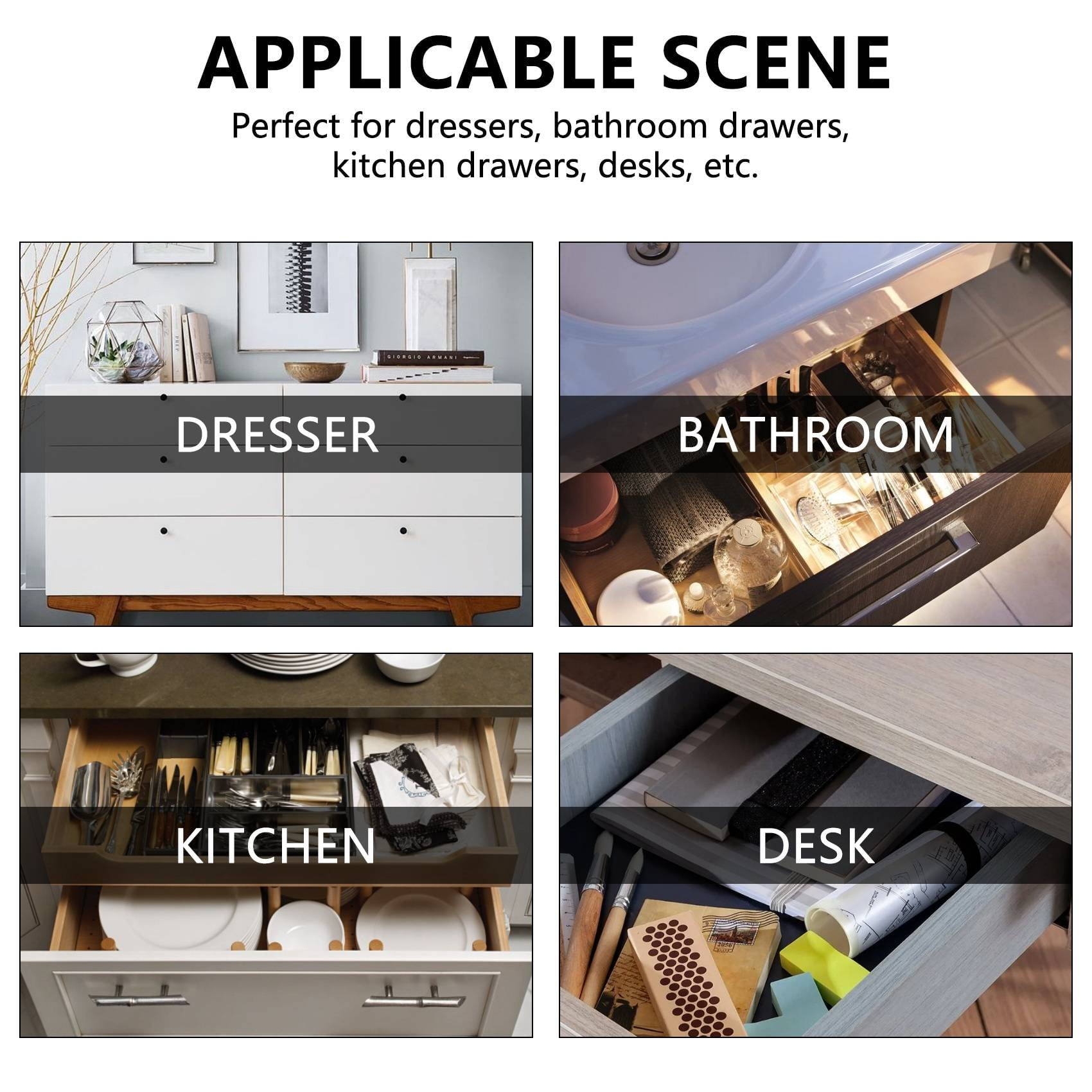 18 Pack Drawer Organizer Tray, Multi-Purpose Desk Drawer Tray Organizer for Kitchen Bathroom Office Bedroom - Image 5