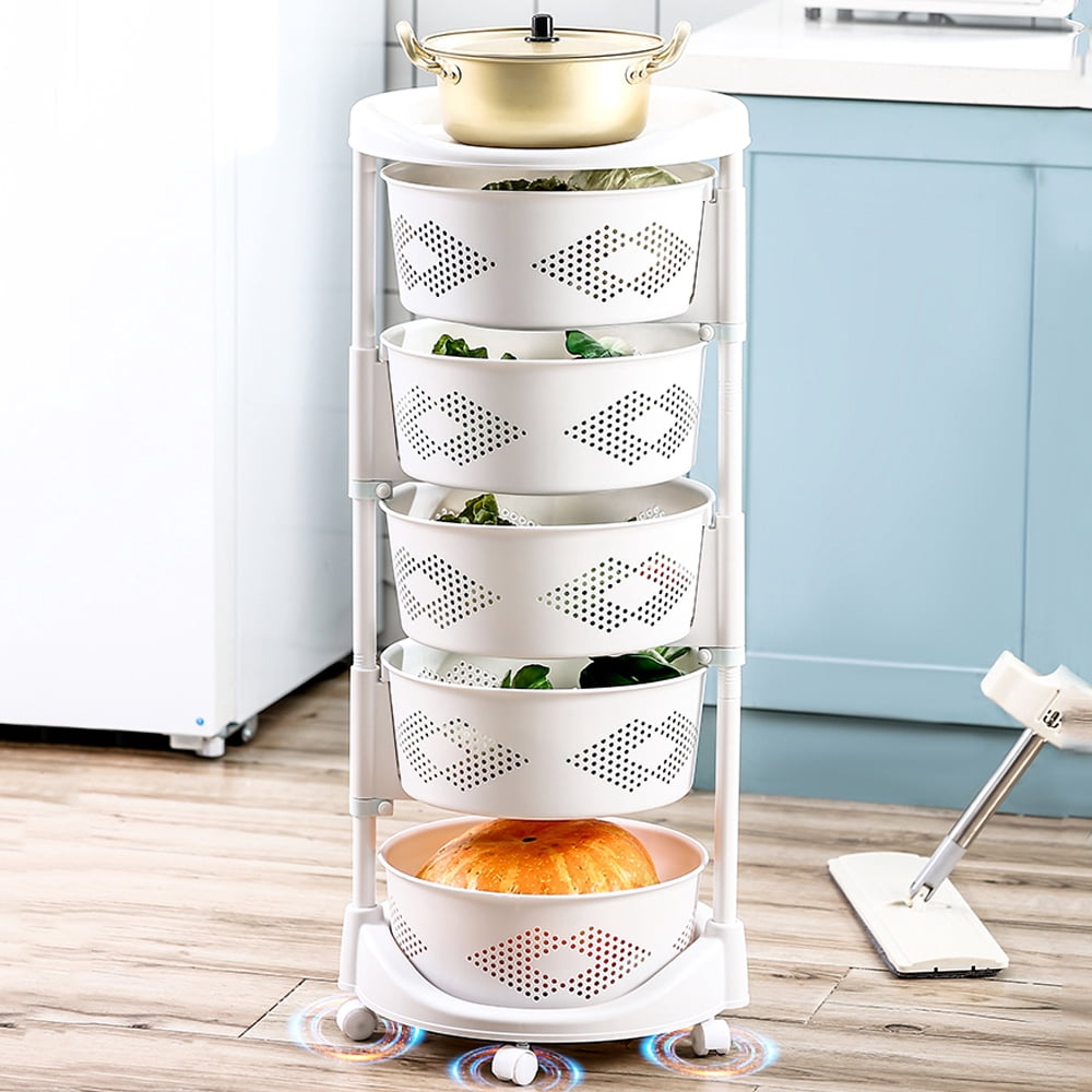 Kitchen Cupboard Shelf, 5-Tier PP Organizer with Large Capacity Baskets, Moisture-proof and Anti-insect Design - Image 4