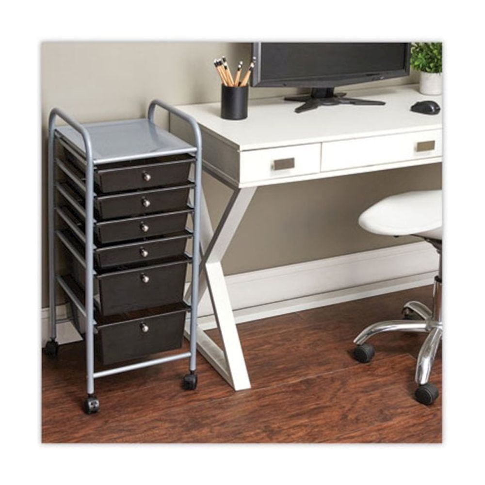 Portable Drawer Organizer, 13w x 15 3/8d x 32 1/8h, Smoke/Matte Gray - Image 3