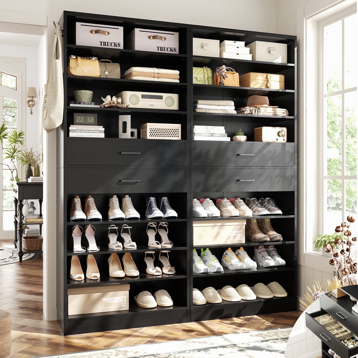 2-Pack 10-Tier Shoe Cabinet Set with 4 Drawers, 65cm Width Freestanding Organizer – for Entryway, Bedroom, Living Roo... - Image 5