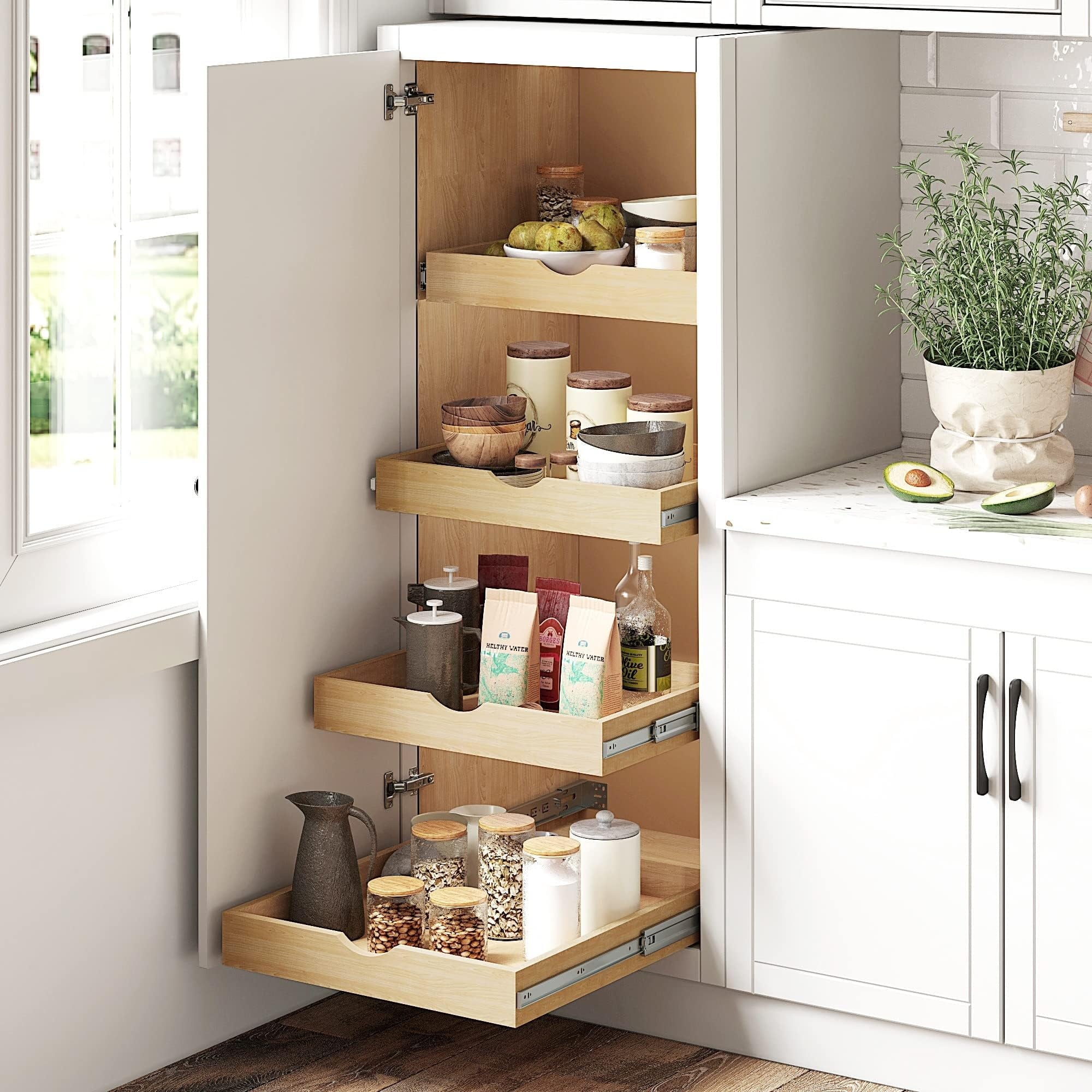 Couver Wood Pull-Out Drawer Shelf for Cabinets, Slide Out Storage Organizer for Kitchen, Pantry, Bathroom (W)21 x (D)21 - Image 4