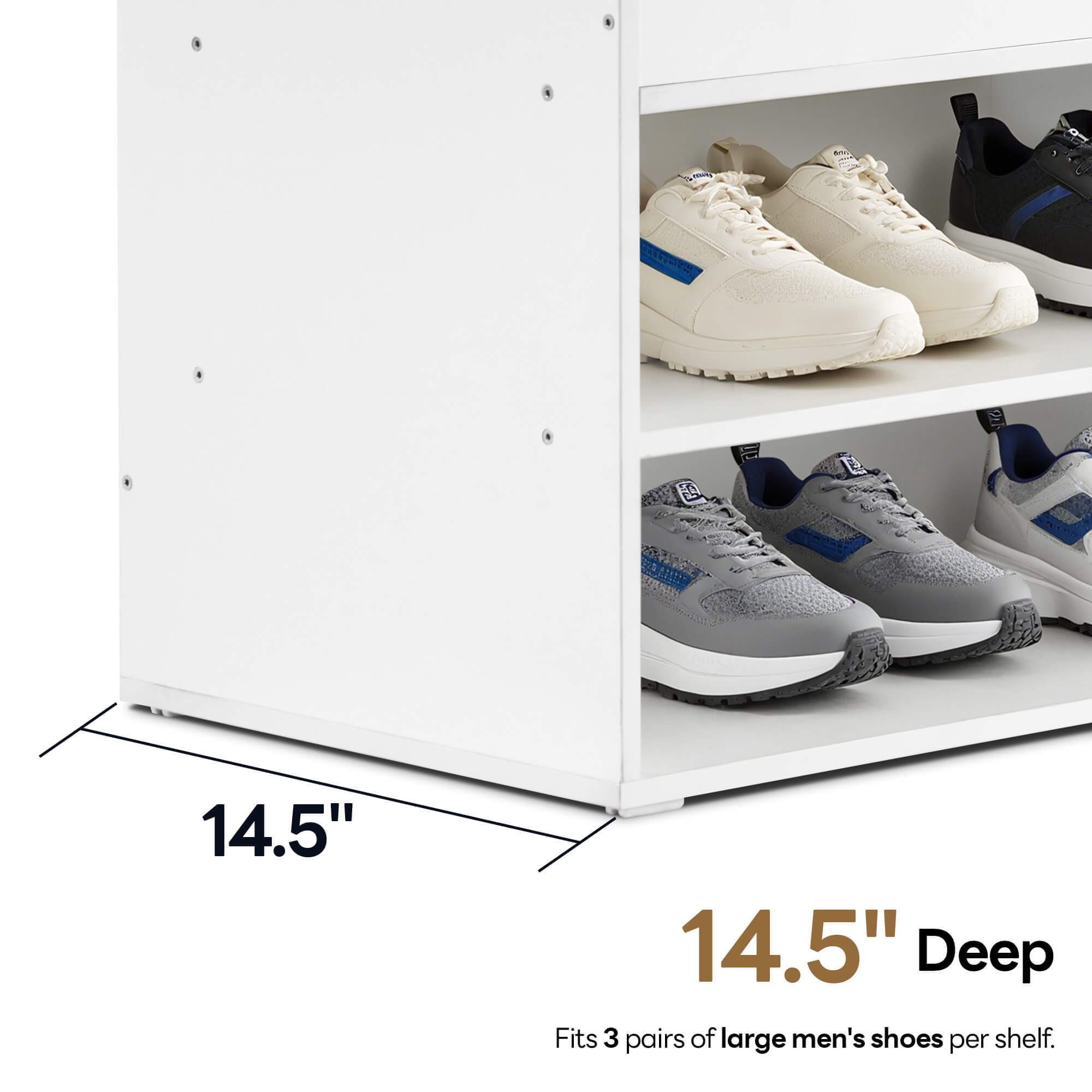 Ivinta Shoe Storage Bench with 4" Cushion, 2-Tier Entryway Organizer with Hidden Compartment, 37", White - Image 5