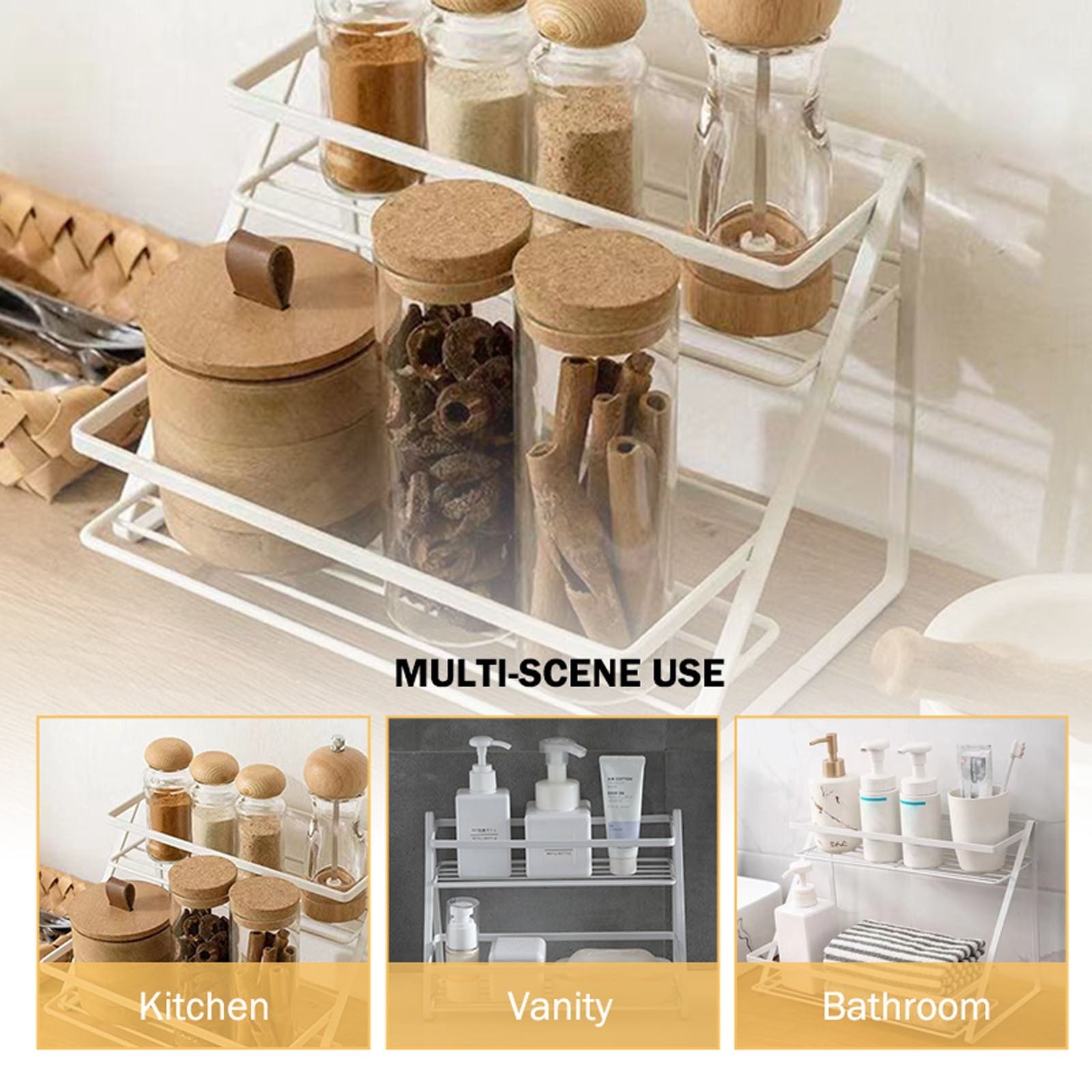 Cabinet Organizer Shelf Rack for Kitchen Counter Bedroom and Bathroom Home Textile - Image 5