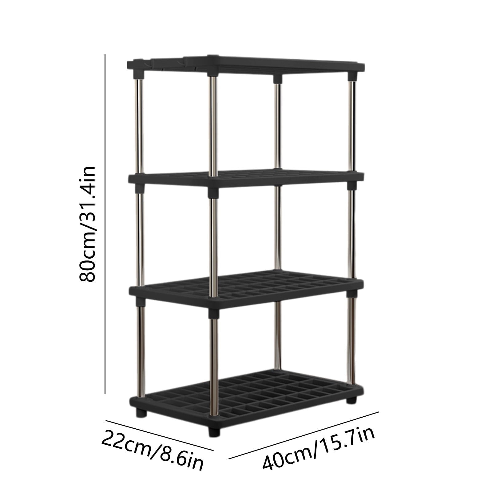 Cinvoph 4-Tier Shelving Grid Storage Rack Sturdy Space Saving Standing Unit for Kitchen Bathroom Laundry Closet Soild Color Home Organizatio - Image 3