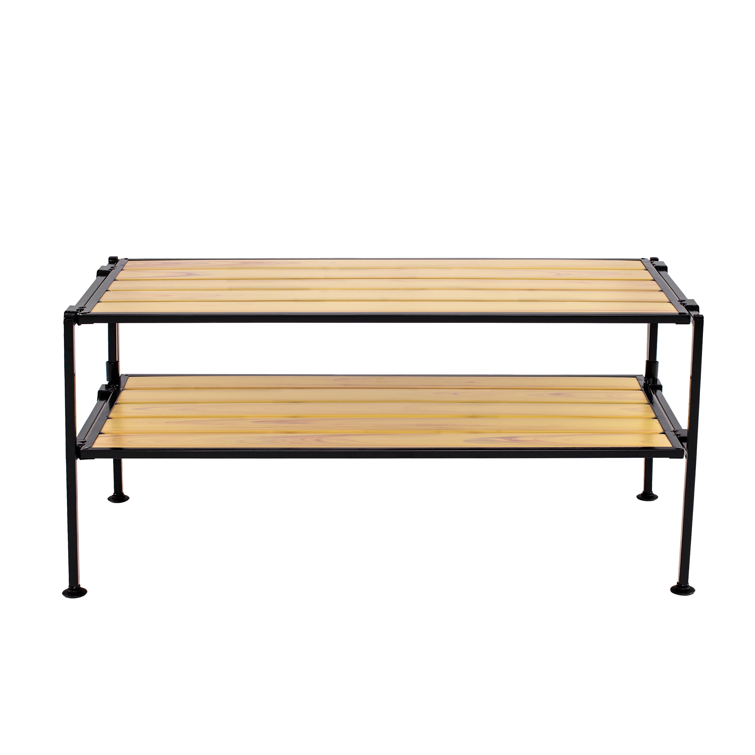 Seville Classics 2-Tier Stackable 6-Pair Woodgrain Resin Slat Shelf Sturdy Metal Frame Shoe Storage Rack Organizer, Perfect for Bedroom, Clo - Image 5