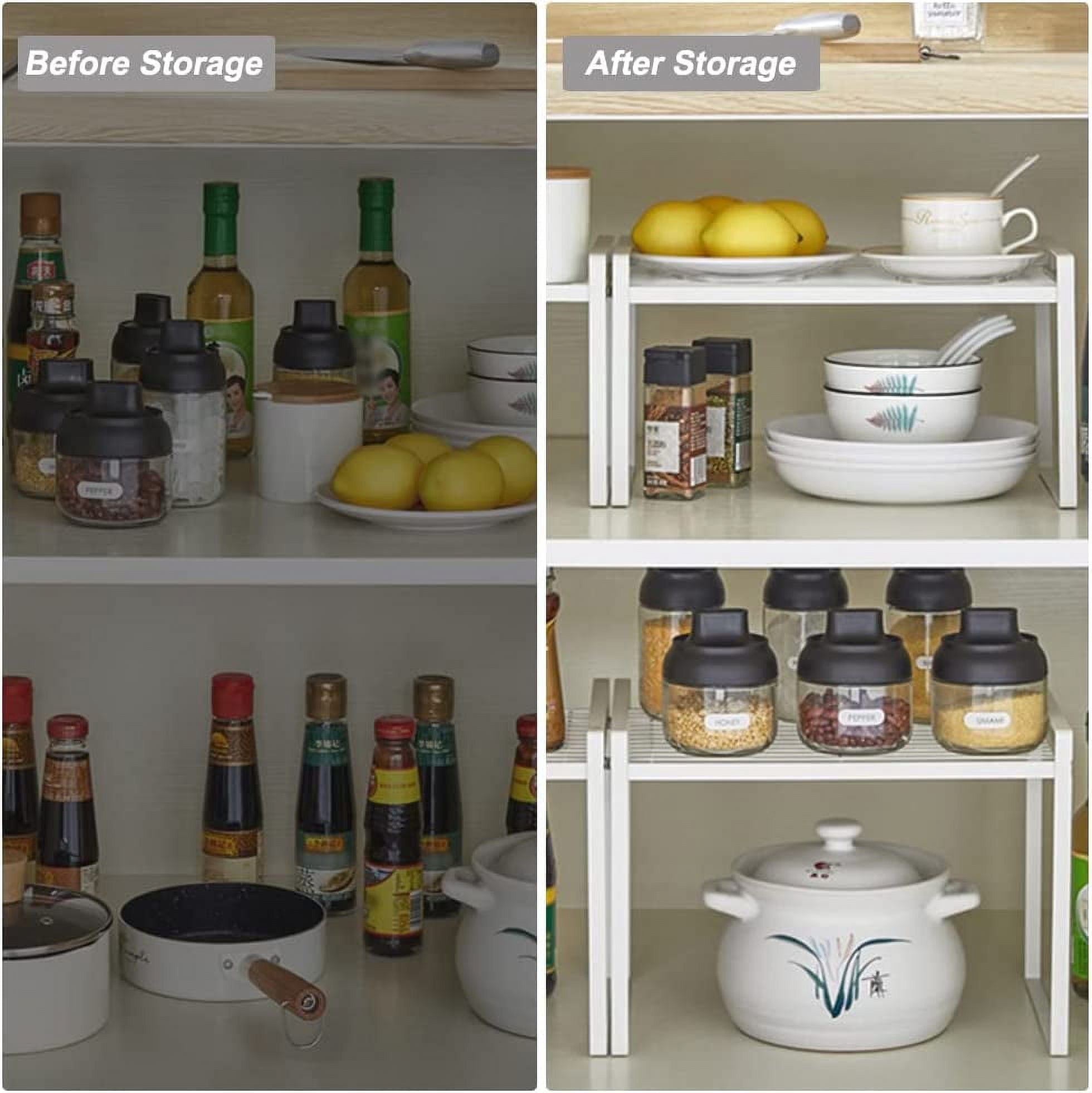 White Kitchen Metal Shelf, Cabinet Storage Rack, Countertop Organizer, Pantry Shelf for Cupboard, Plate, Dish, Bathro... - Image 5