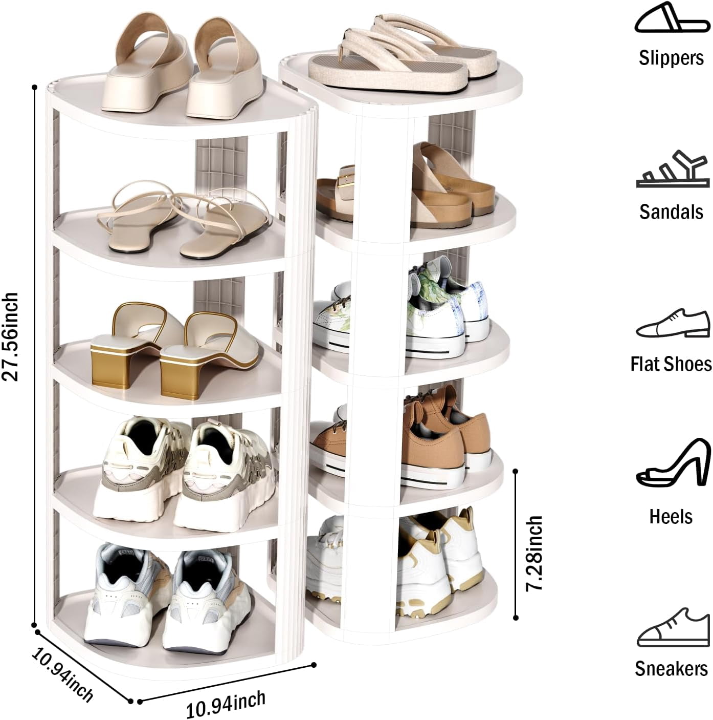 10 Tier Vertical Shoe Rack, Stackable Narrow Shoe Rack Organizer for Entryway Closet Corner, Free Standing Shoe Rack Tower Shelf, Space Savi - Image 2