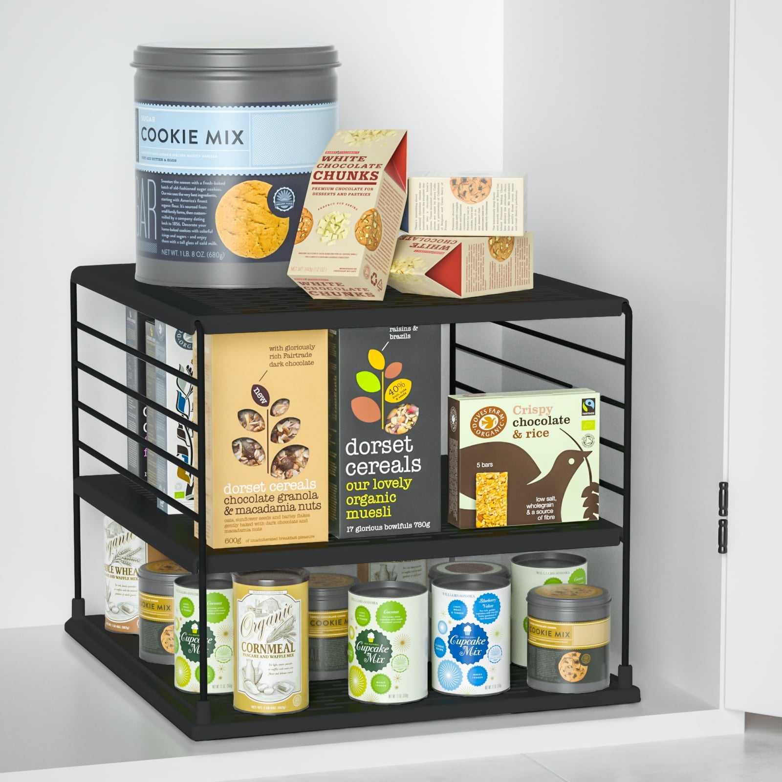 YTCYKJ Adjustable Shelf Storage , Pantry Organizer, Divided Compartment Holder for Aluminum Foil, Wraps & Baggie Boxes, Black - Image 3