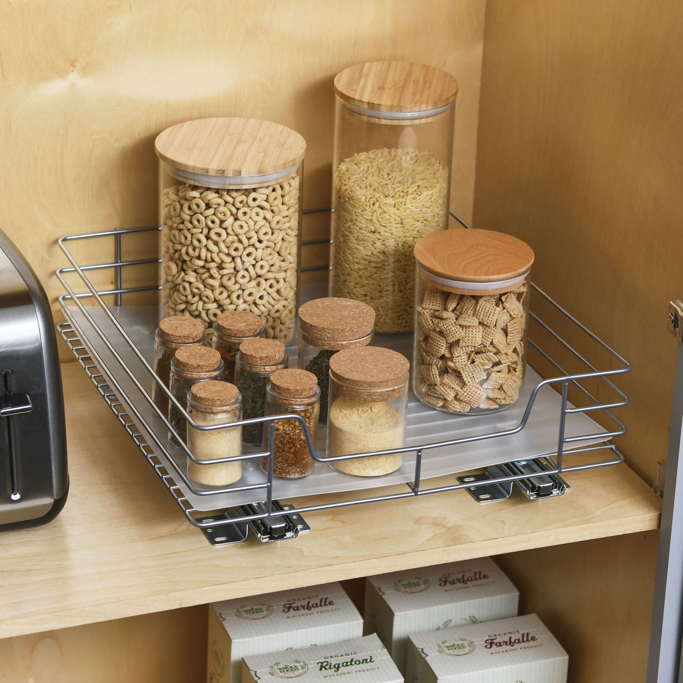 Glidez Steel Pull-Out/Slide-Out Storage Organizer with Plastic Liner for Under Cabinet or Wire Shelf Use - 1-Tier Des... - Image 5