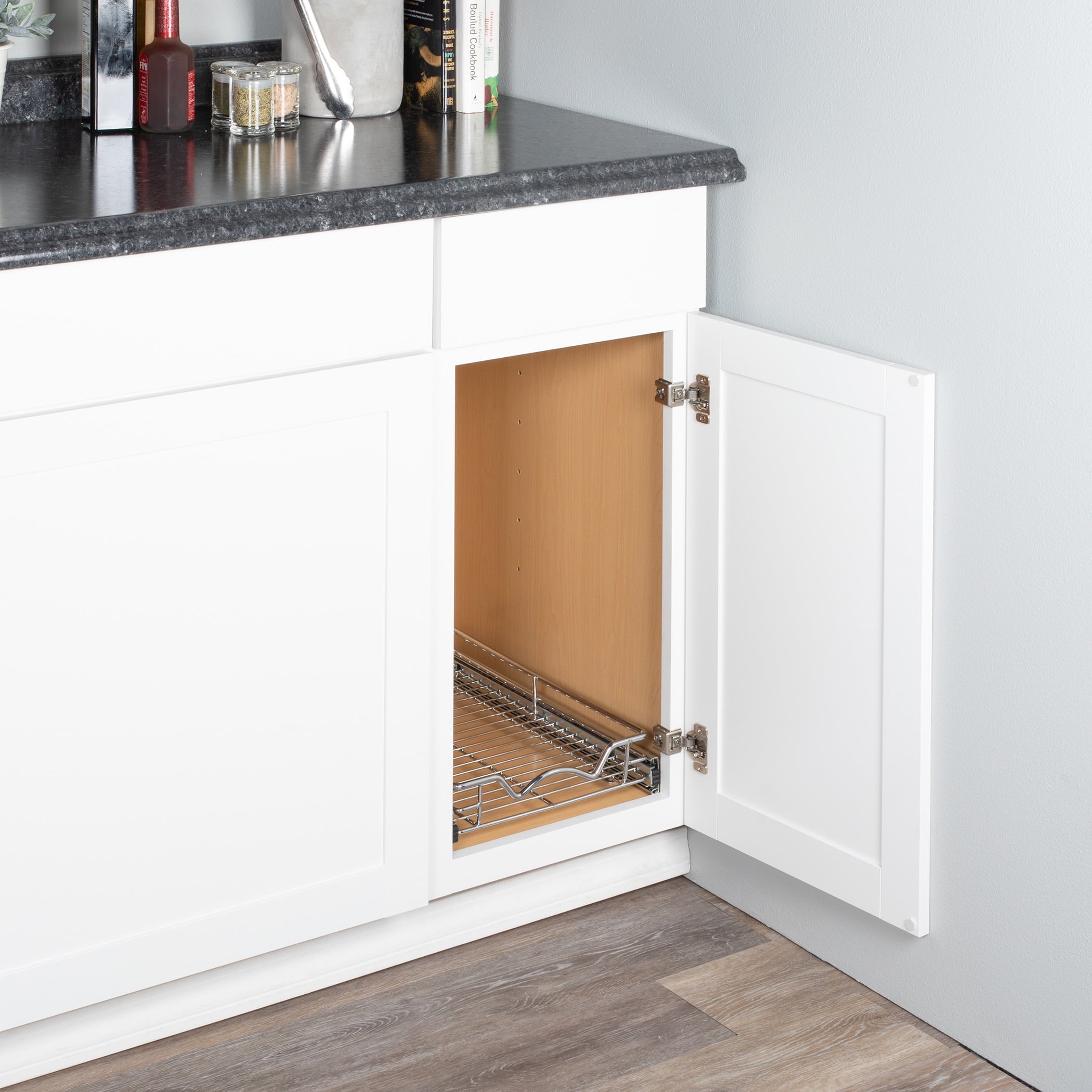 Hold N Storage Pull Out Heavy Duty Slide Out Pots and Pans Sliding Shelf Drawer Cabinet Organizer, Chrome - Image 4