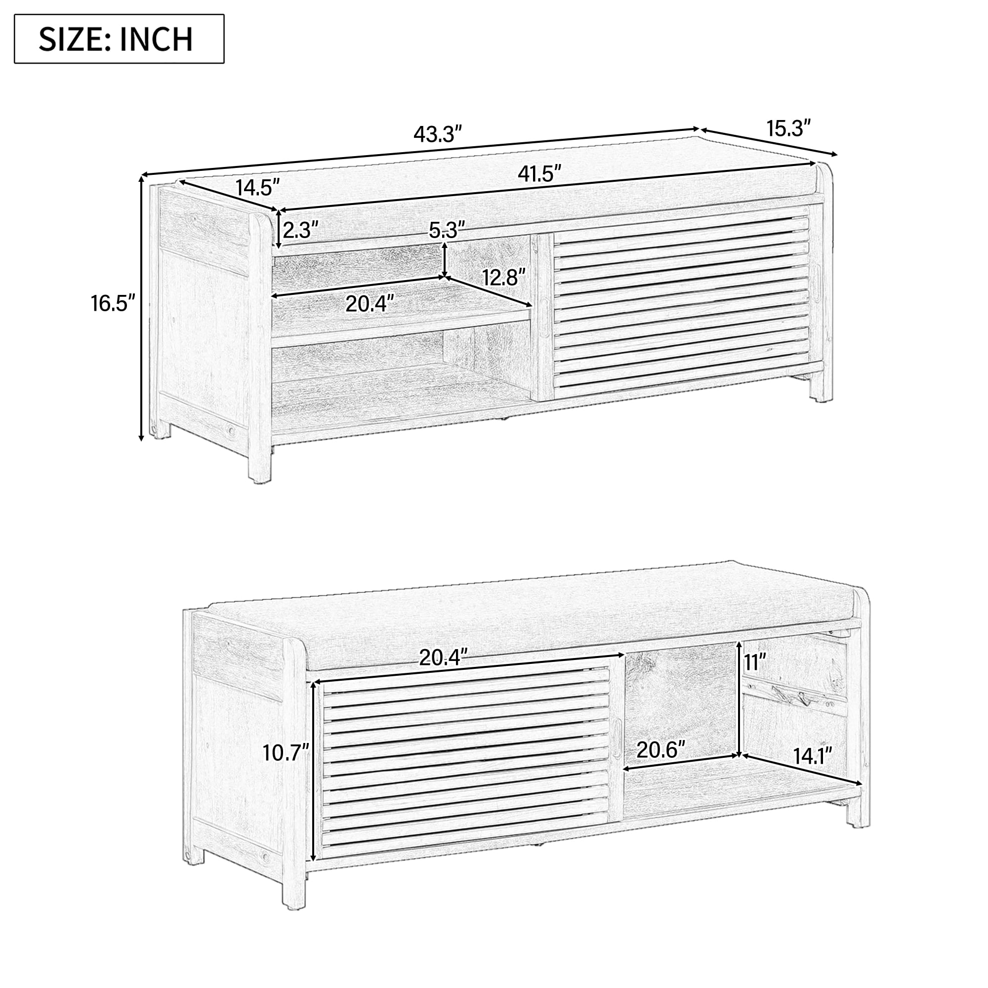 Shoe Storage Bench with Cushion, Entryway Bench, 2 Tier Shoe Rack Organizer for Entryway Living Room Bedroom, Navy - Image 4