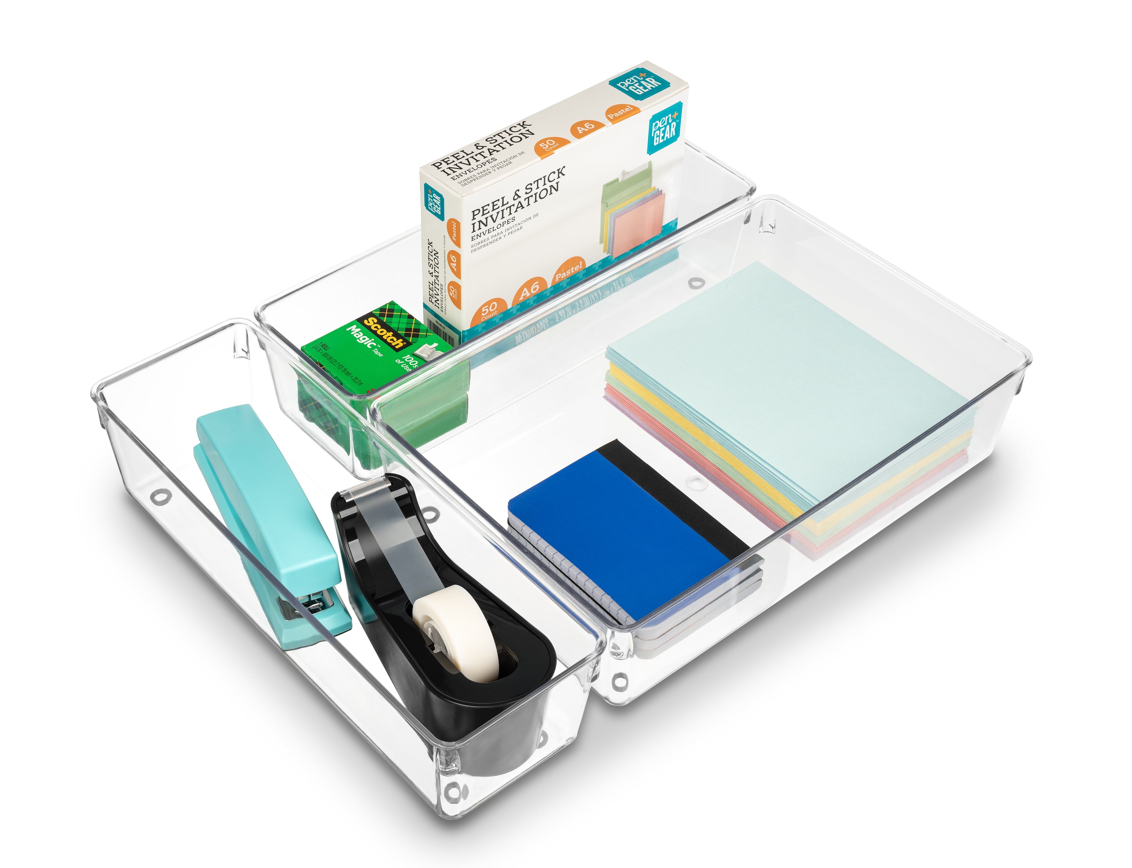 Sorbus Clear Drawer Organizer 3 Pack - Large Plastic Storage Trays and Dividers - Image 3