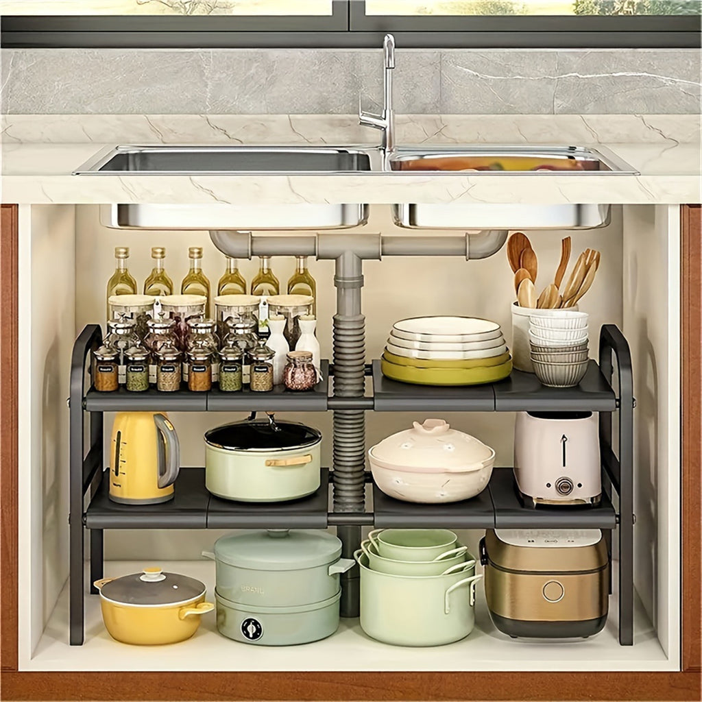 1pc Sink Organizers and Storage 2 Tier Cabinet Shelf Organizer with 5 Detachable Panels 5 baskets for Kitchen Bathroo... - Image 6