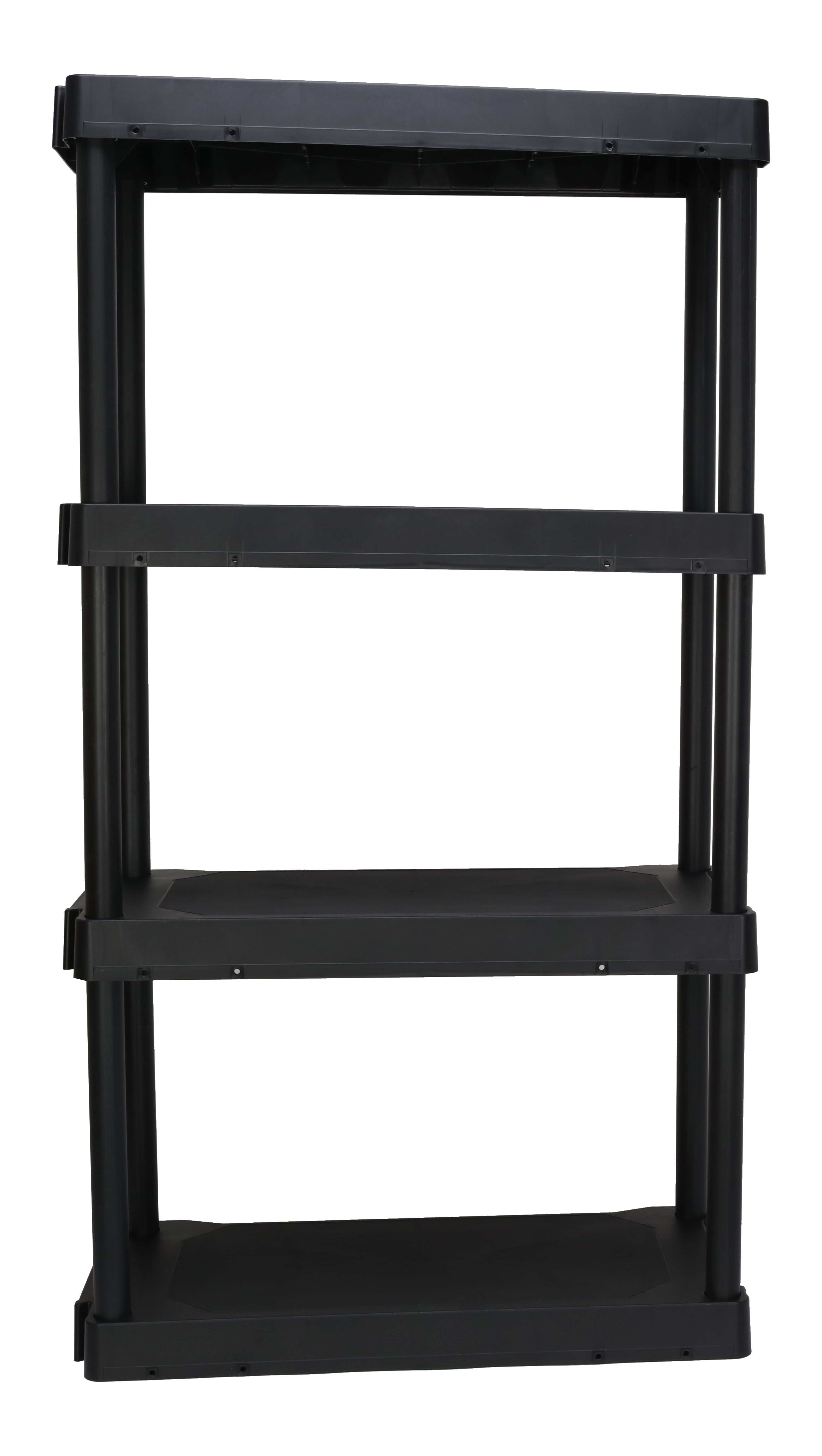 Black Plastic 4-Tier Shelving Unit, 280 lb Capacity, 56.2x30x13.8 Inches - Image 4