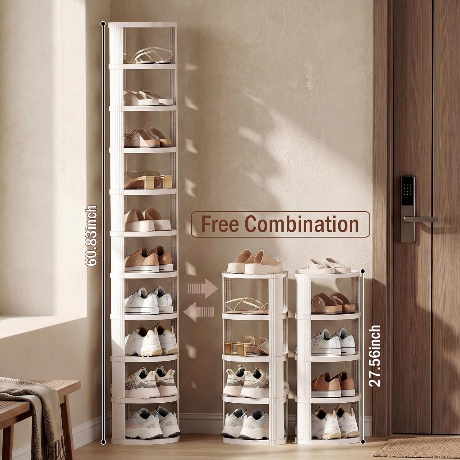 10 Tier Vertical Shoe Rack, Stackable Narrow Shoe Rack Organizer for Entryway Closet Corner, Free Standing Shoe Rack Tower Shelf, Space Savi - Image 3
