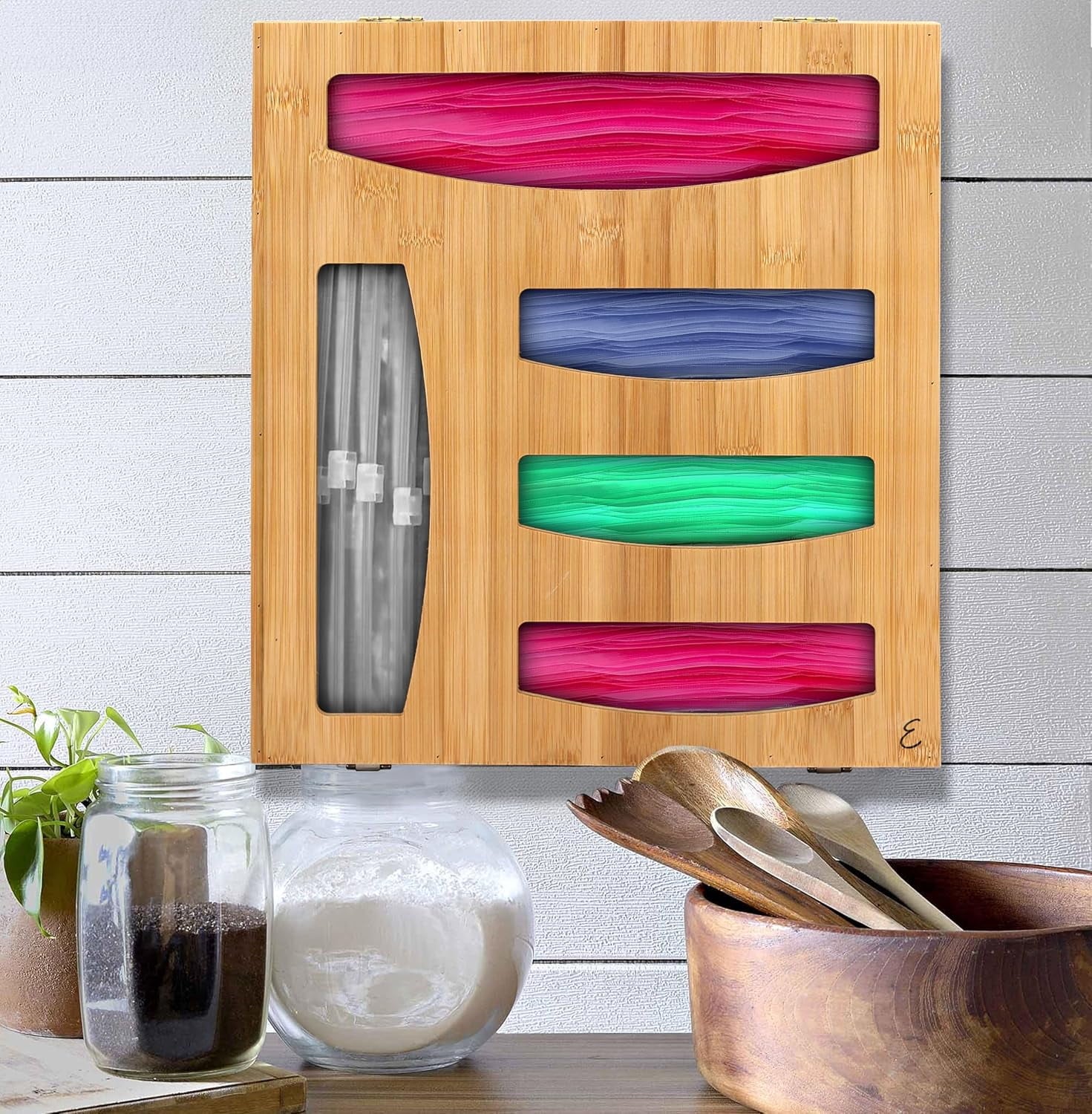 Emeril Lagasse Bamboo Bag Storage Organizer  5-Compartment Food Storage Bag Holder for Kitchen Drawers & Countertops  Durable Bamboo, Univer - Image 2