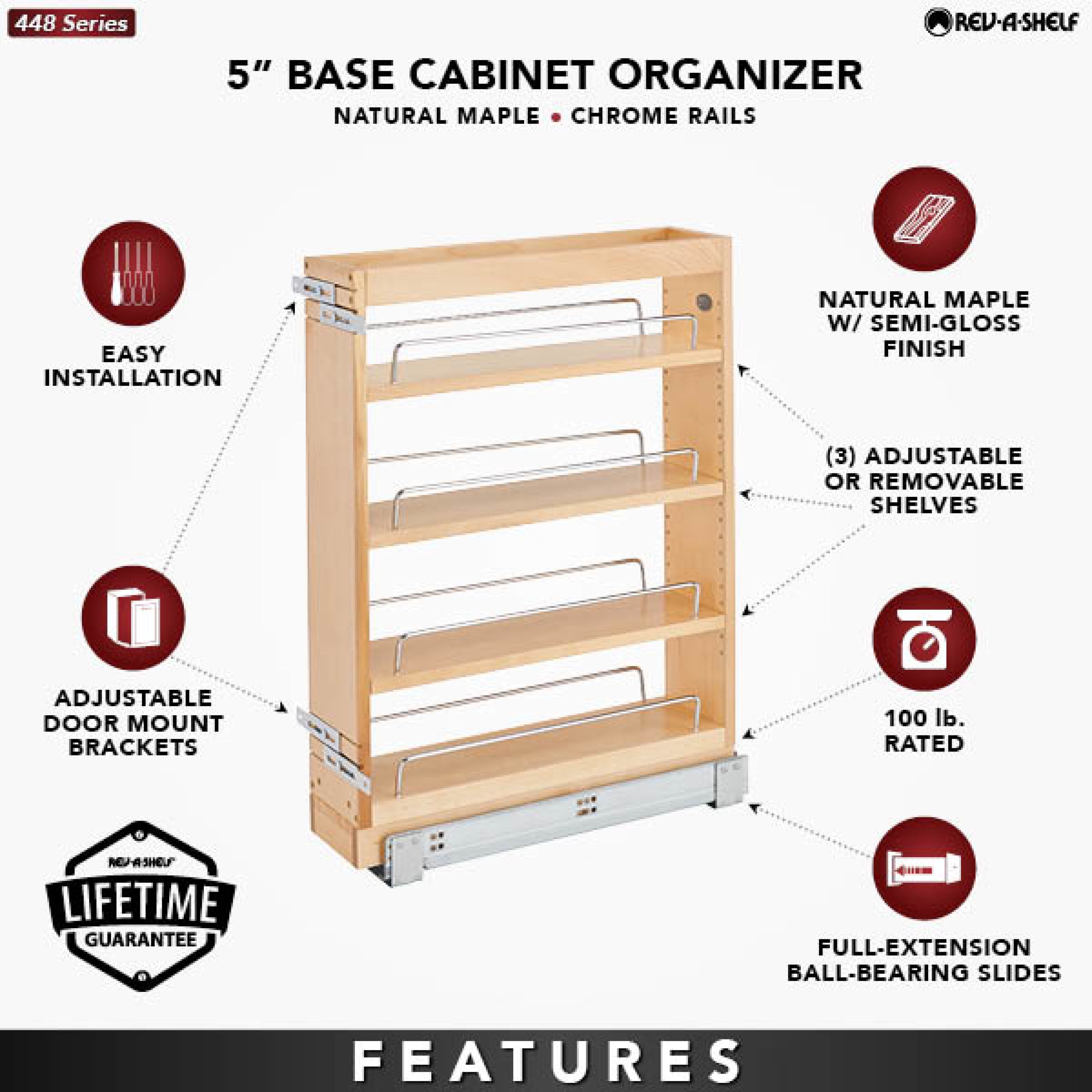Rev-A-Shelf 5" Pull Out Vanity Organizer for Base Cabinets, 448-BC19-5C - Image 4