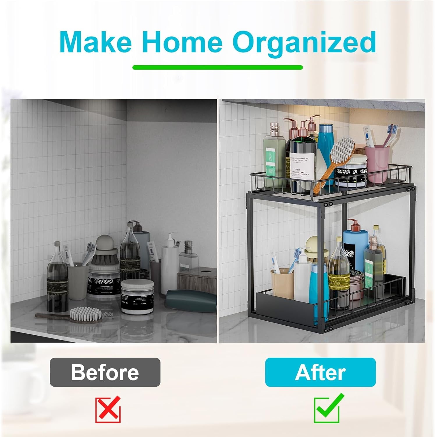 Organizer, 2 Tier Pull Out Shelves - Image 2