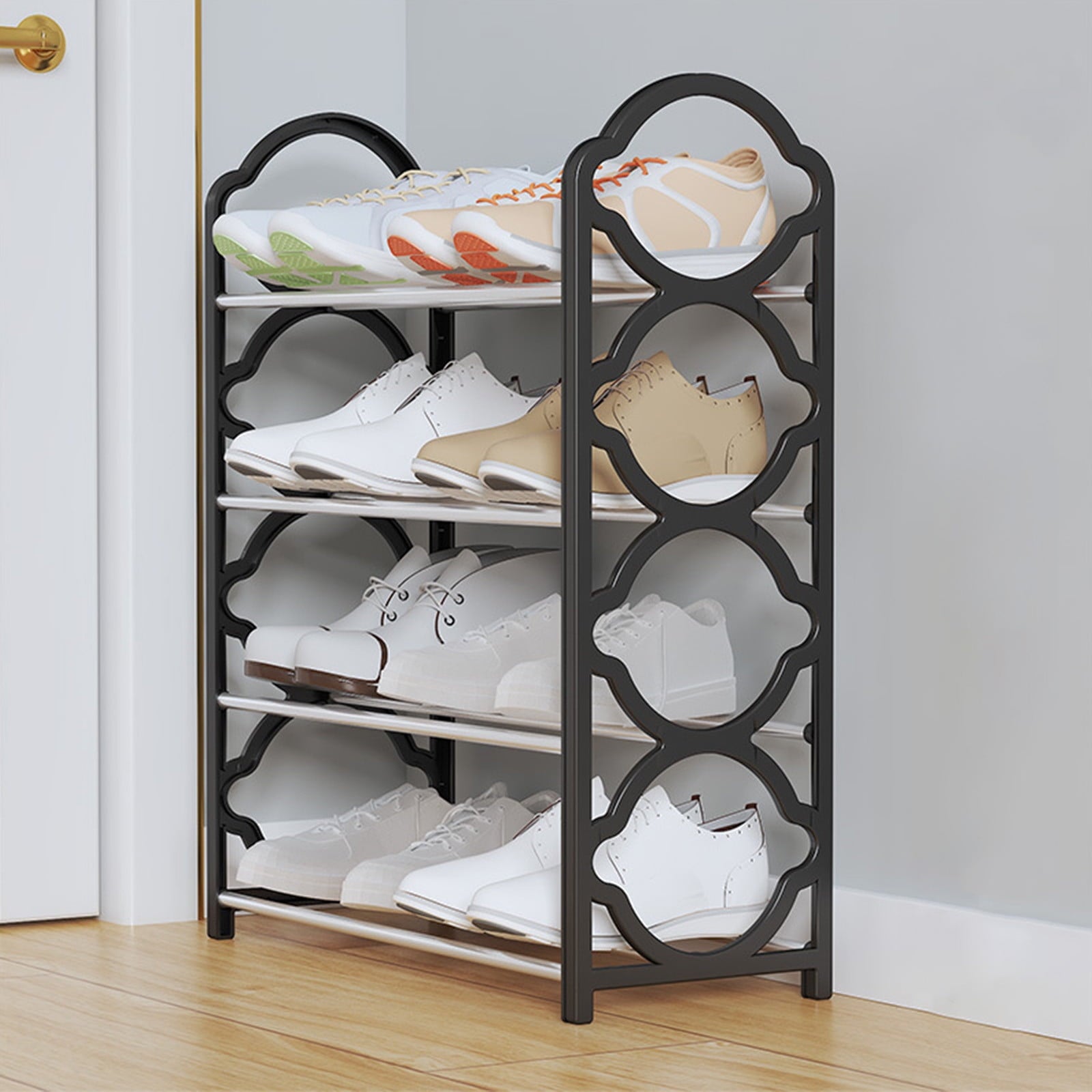 4-Tier Shoe Rack Expandable, Width Adjustable Shoe Shelf Storage Organizer, 22'' Metal Standing Shoe Rack for Bedroom... - Image 6