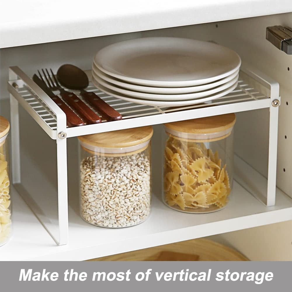 White Kitchen Metal Shelf, Cabinet Storage Rack, Countertop Organizer, Pantry Shelf for Cupboard, Plate, Dish, Bathro... - Image 3