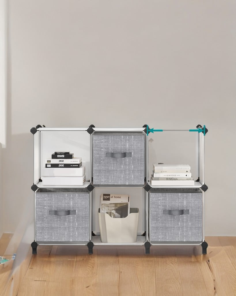 6 Pack Storage Cubes 11-Inch Non-Woven Fabric Bins with Double Handles Closet Organizers for Shelves Gray - Image 4