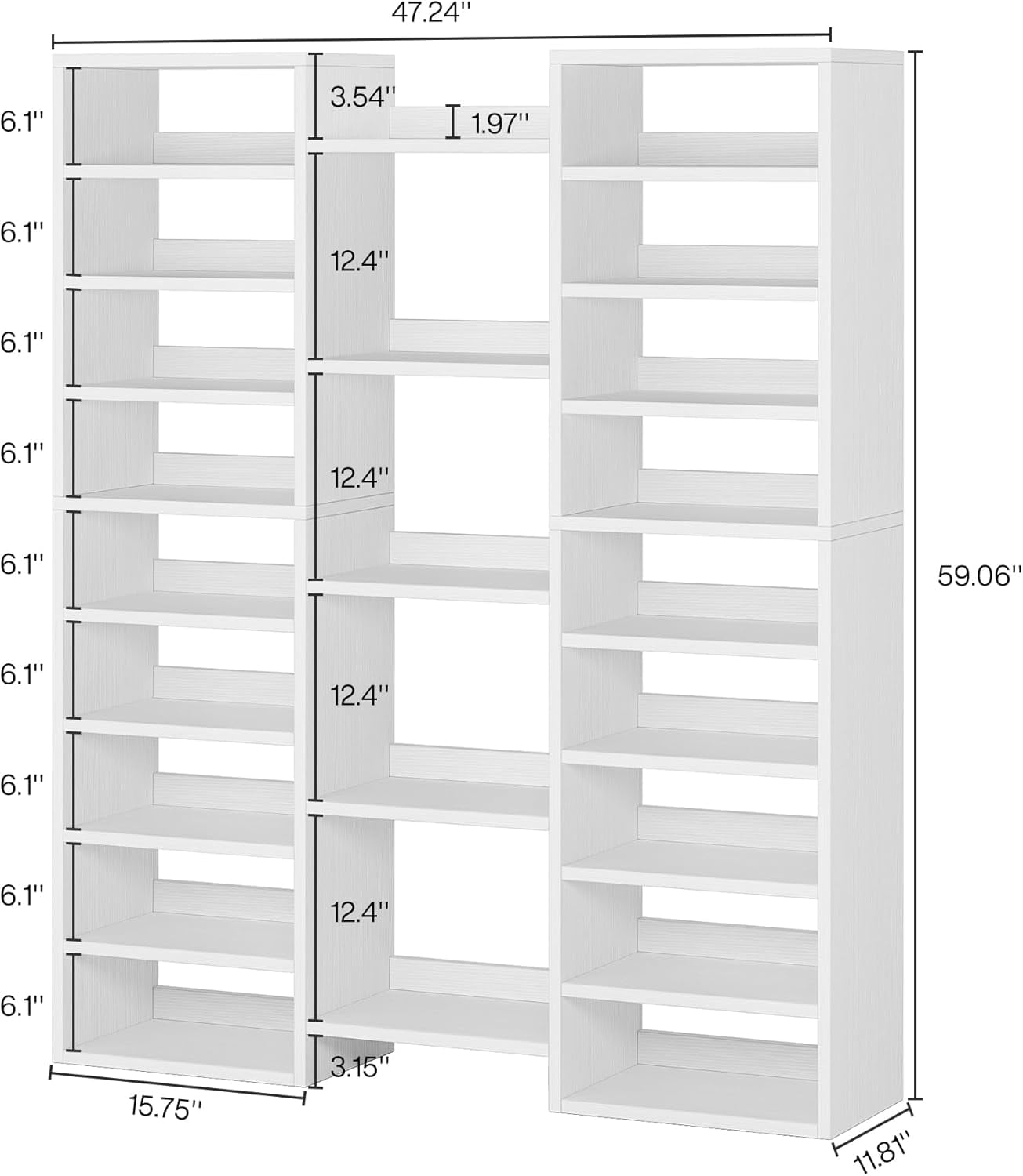 14-Tier Shoe Rack, 59 in. White Shoe Shelf with 22 Open Cubbies, 46 Pairs Wide Entryway Shoe Organizer Shoe Storage C... - Image 2