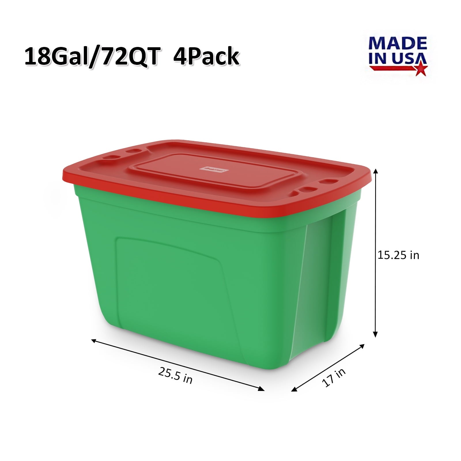 SimplyKleen 4 pack 18 Gallon Christmas Storage Bins with Lids, Stackable Totes, Plastic Storage Containers, Garage Organization, 18-Gallon ( - Image 4