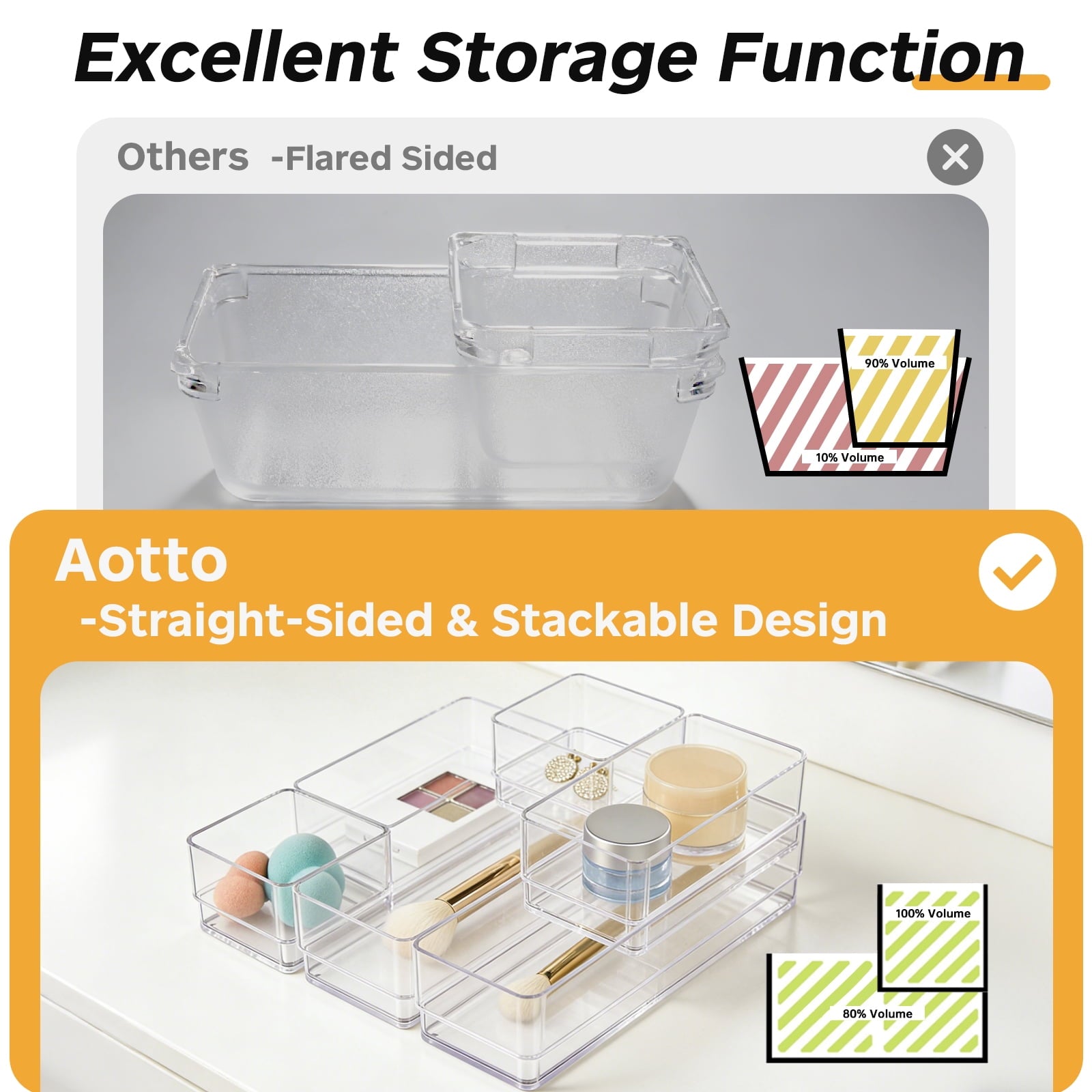 Clear Plastic Drawer Organizers Set of 25, 4-Size Versatile kitchen utensil drawer organizer Non Slip Storage Bins fo... - Image 3