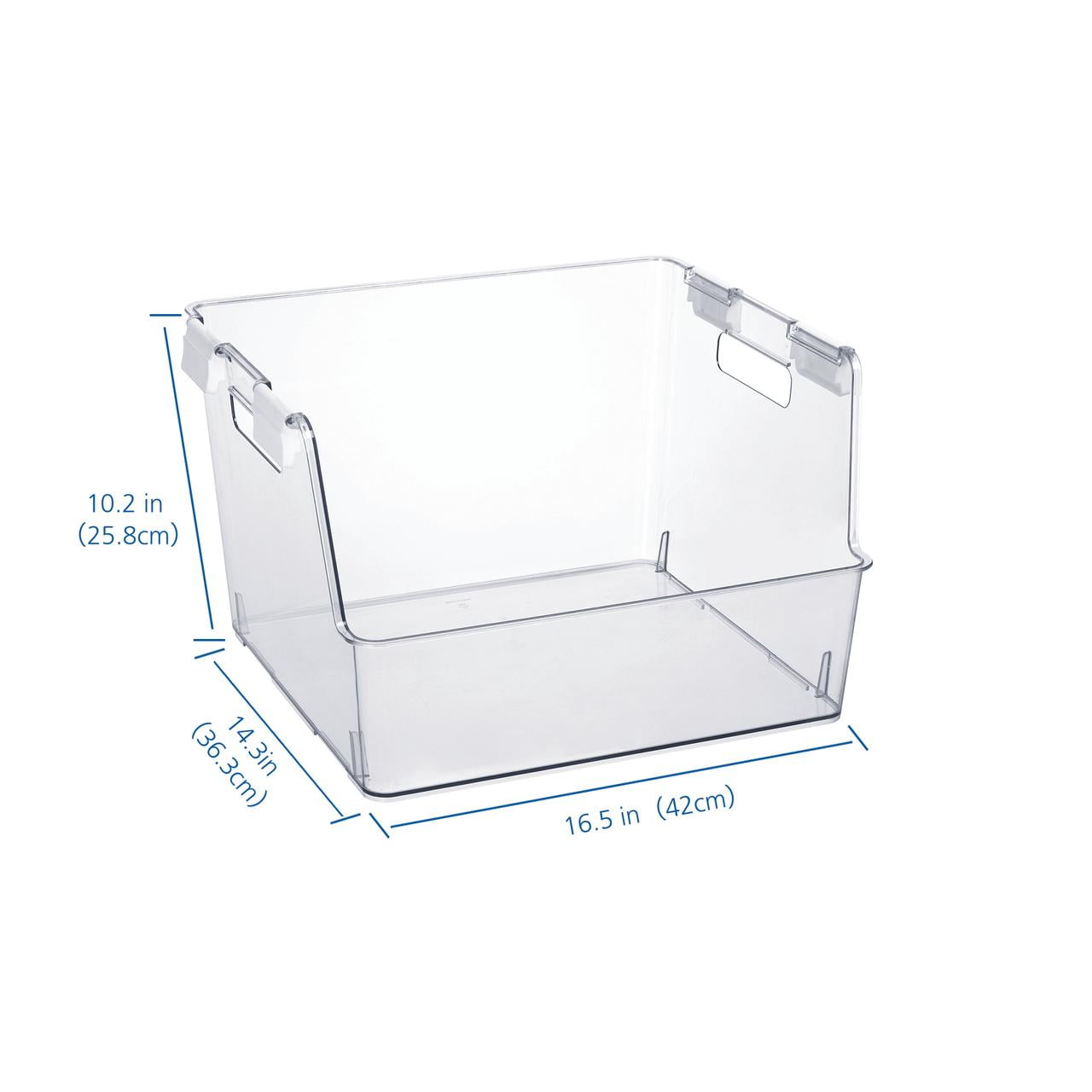 Mainstays Large Clear Plastic Stackable Bin for Closet with White Latches - Image 2