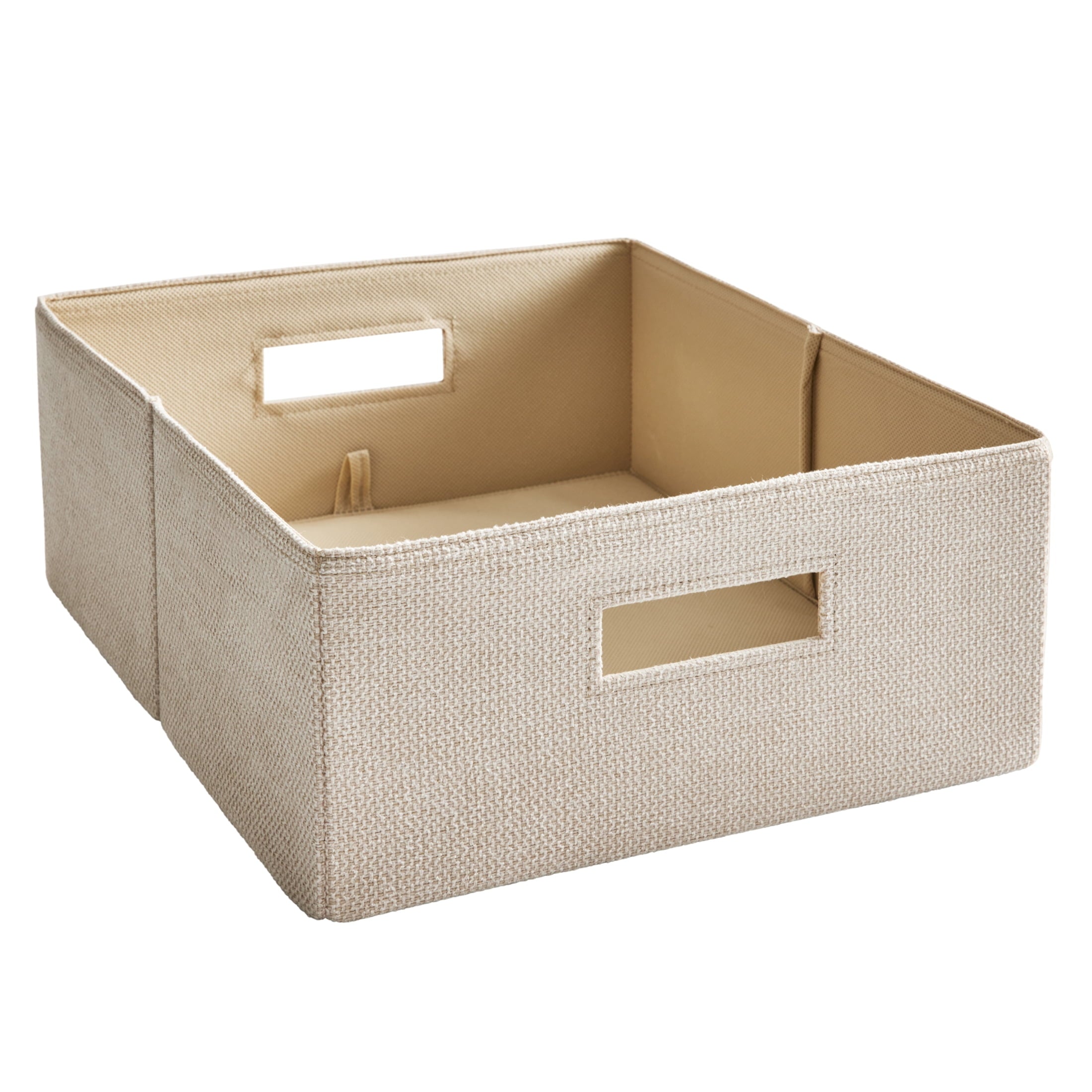 Half-Size Fabric Storage Bin, Toasted Almond Textured