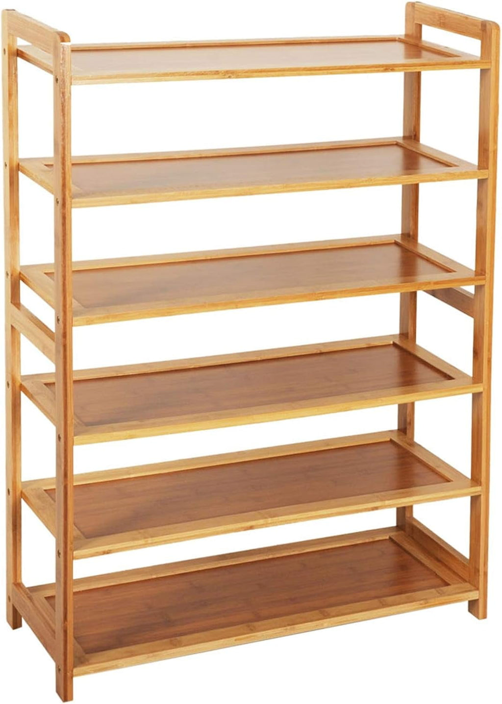 Bamboo Shoe Rack for Closet, 6 Tier Wooden Stackable Shoe Organizer, Free Standing Shoes Storage Shelf for Entryway, ...