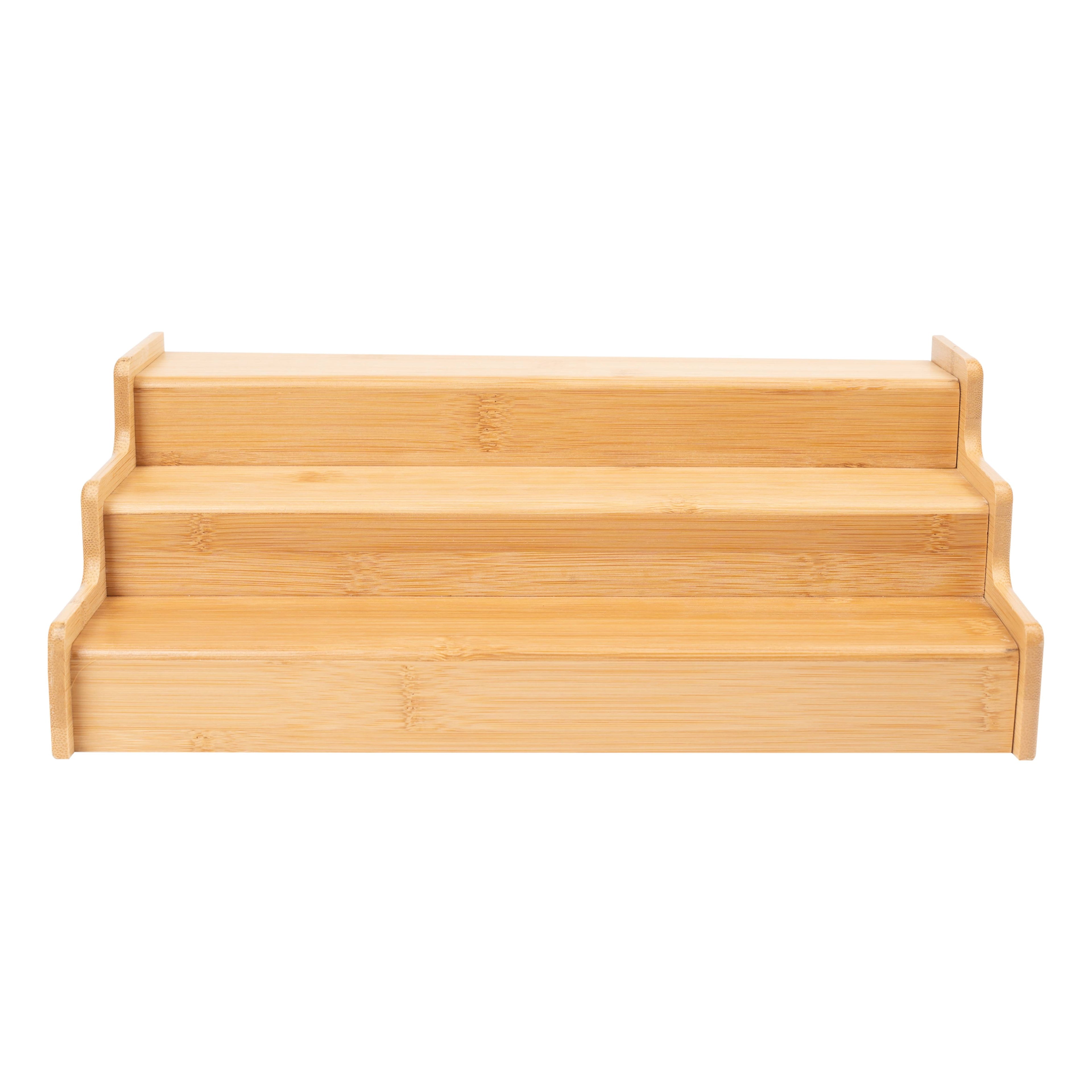 Bamboo Organizers Expandable Spice Rack, 3-Tier, 12.91-22.4x7.67x4.4 in