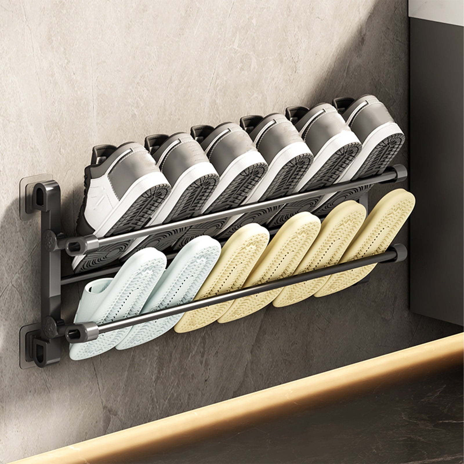 under $5 Wall Mounted Shoe Rack, 2 Tier Hanging Shoe Rack , Heavy Duty Shoe Organizer Holder, Space Saving for Closet...