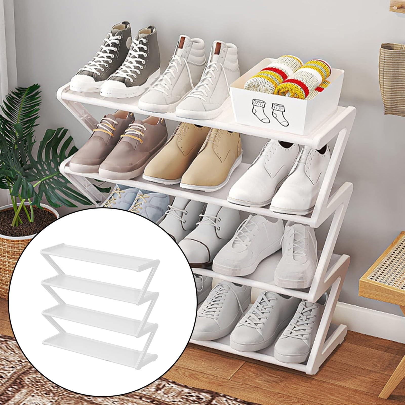 4Tier Small Shoe Rack, Narrow Stackable Kids toddler Adult Shoe Storage Organizer Shelf for Closet Floor Entryway Bed...