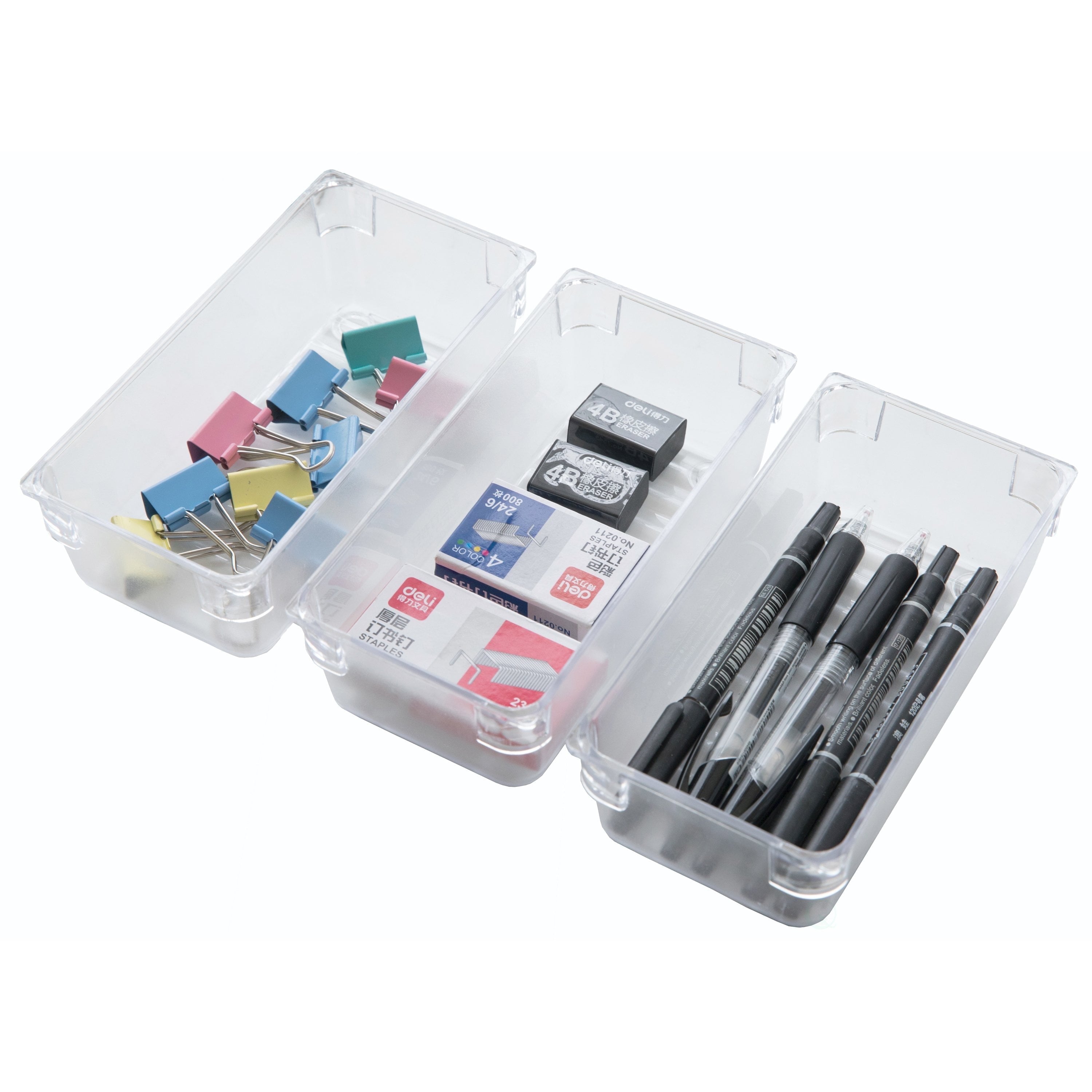 Clear Plastic Set of 3 Drawer Organizers