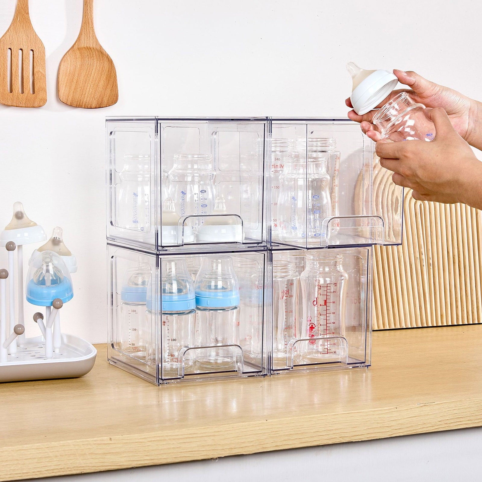 Clear Stackable Storage Drawers Acrylic Drawer Container With Handle Multifunction Items Organizer For Makeup Under S...