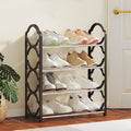 4-Tier Shoe Rack Expandable, Width Adjustable Shoe Shelf Storage Organizer, 22'' Metal Standing Shoe Rack for Bedroom...