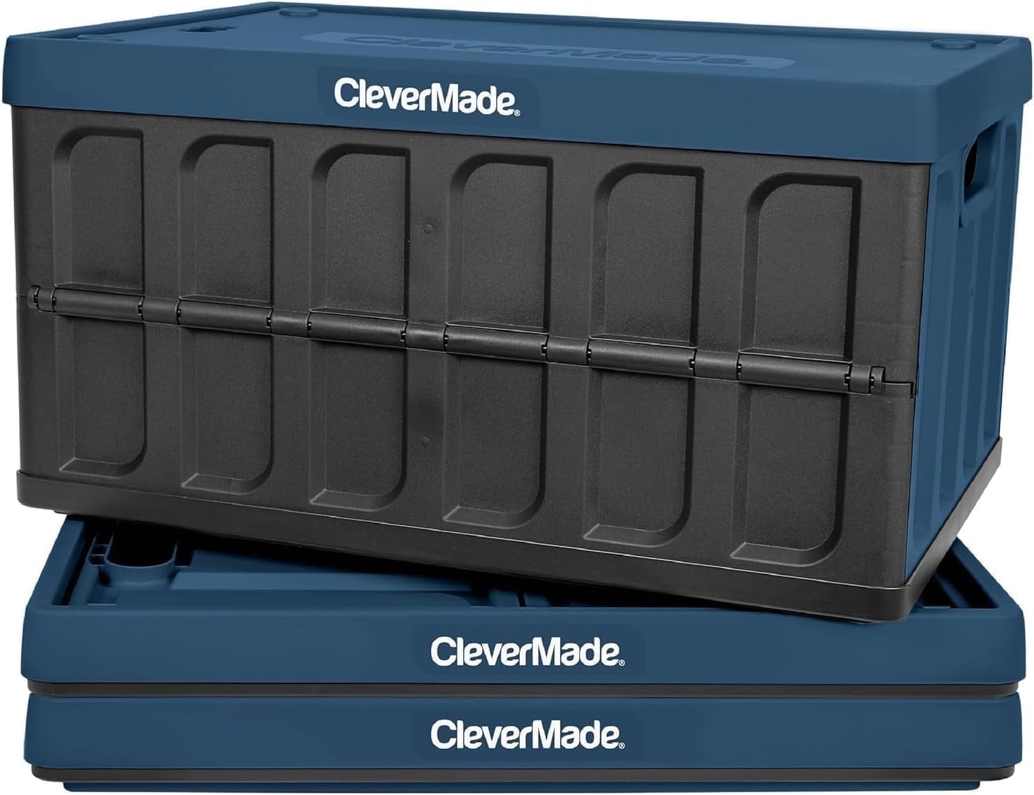 CleverMade Stackable Collapsible Storage Bin (with Lids) - 12 Gal, Ocean, 3PK