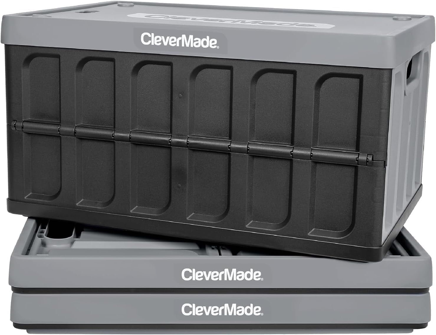 Stackable Collapsible Storage Bin (with Lids), 16 Gal, Stone