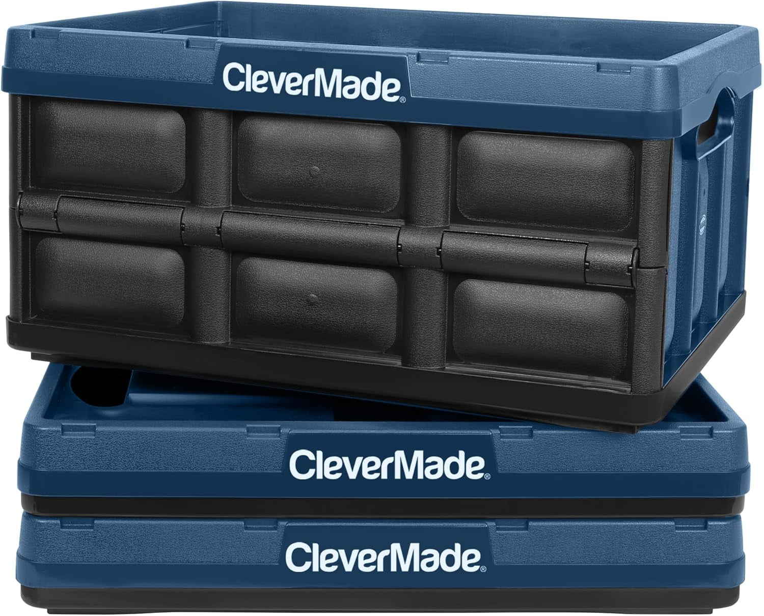 CleverMade Collapsible Storage Bin, 32L (8 Gal), Ocean, 3PK
