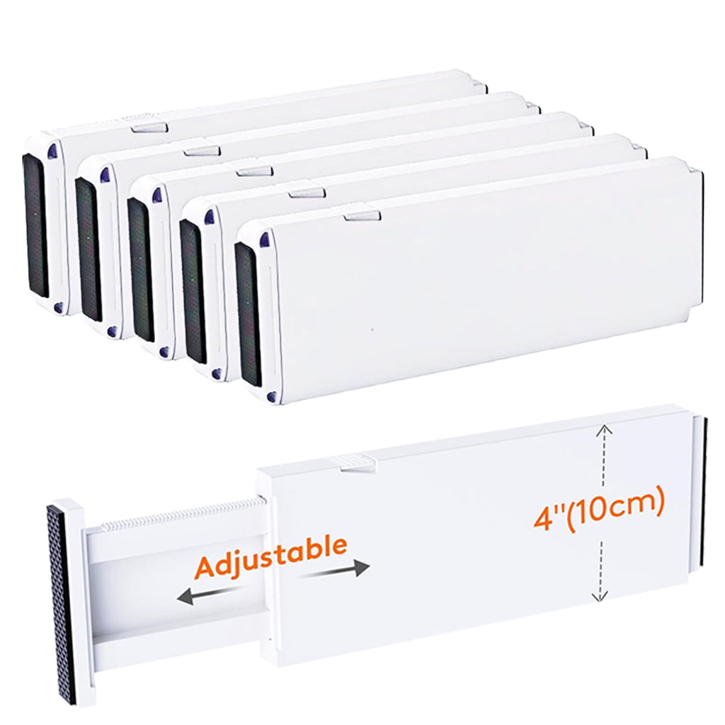 Behome 6 Pack Drawer Dividers, 11-18" Adjustable Dresser Drawer Organizers for Clothes, 4" High Expandable Drawers Se...