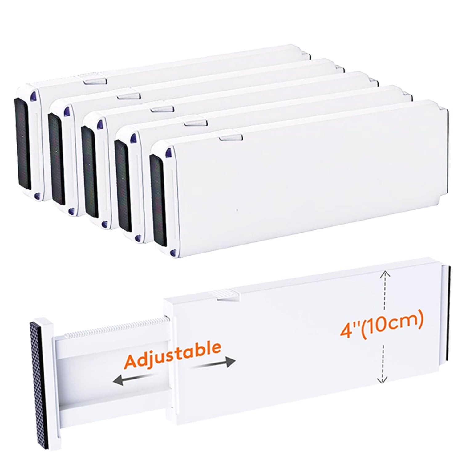 Behome 6 Pack Drawer Dividers, 11-18" Adjustable Dresser Drawer Organizers for Clothes, 4" High Expandable Drawers Se...