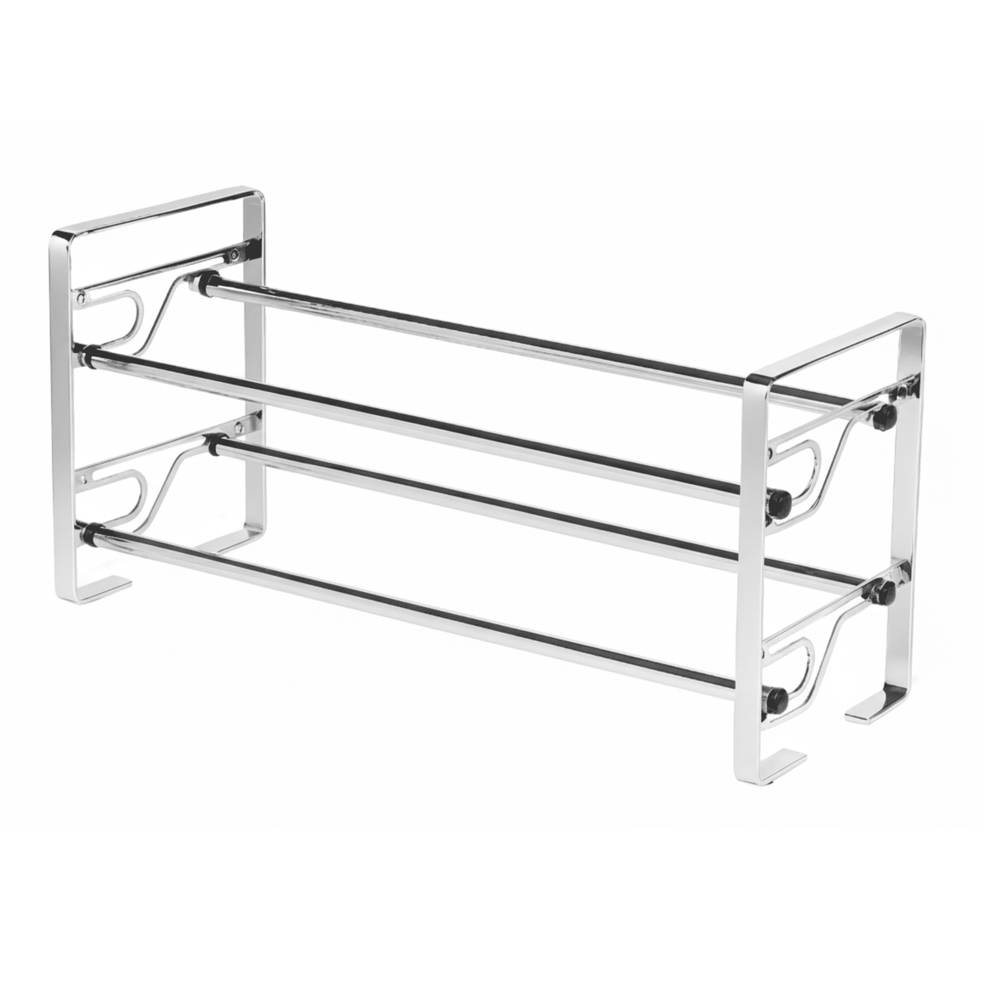 USTECH 2-Tier Metal Shoe Rack, Chrome Adjustable Shoe Storage Organizer with Slide-and-Adjust Shelves, Space-Saving Design, Easy Setup
