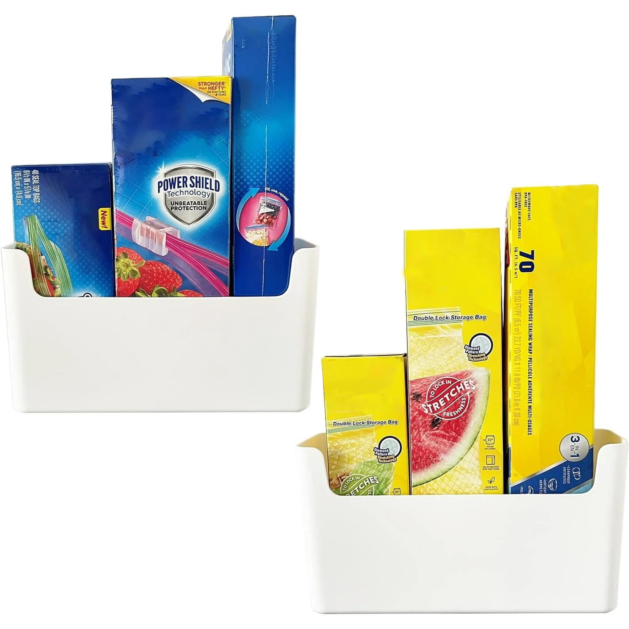 GIXUSIL 2 Pack Large Cabinet Door Organizer Adhesive Mount Kitchen Wrap Organizer Container Plastic Storage Shelf Versatile for Kitchen, Bat