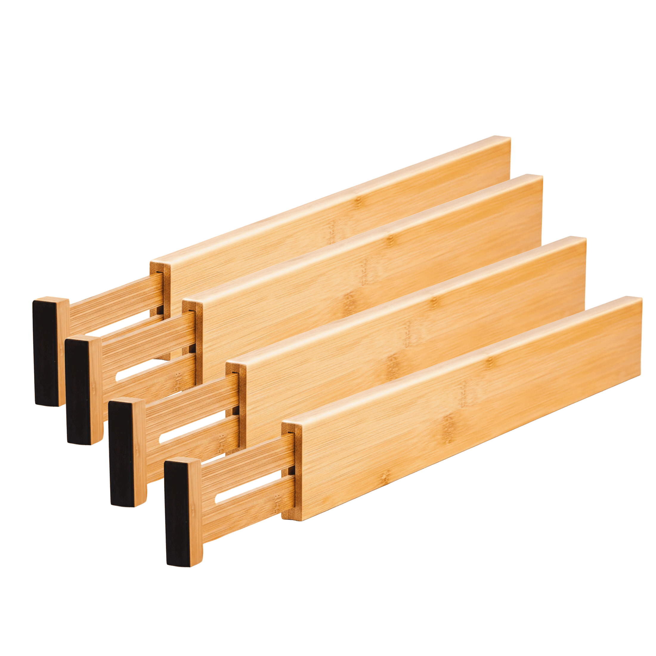 Bamboo Drawer Dividers, Spring-Loaded Telescopic Drawer Organizer, 22.0 x 2.4 x 0.6 in, 4 Pack, Natural