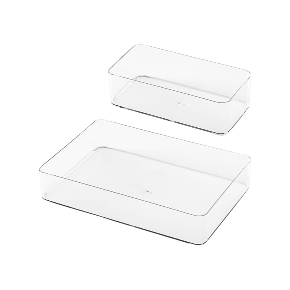 2Set Drawer Organizers Transparent PP for Household Items Kitchen and Bathroom